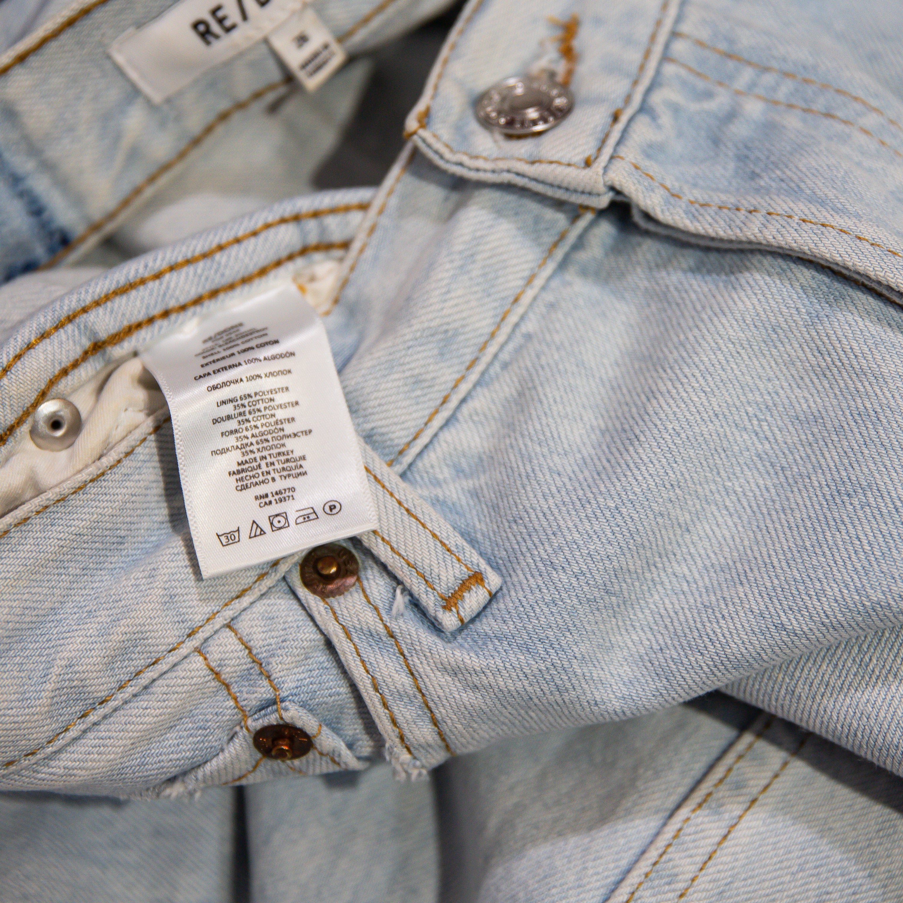 Re/Done 90s High Rise Loose Straight Leg Distressed Denim Jeans Blue 26