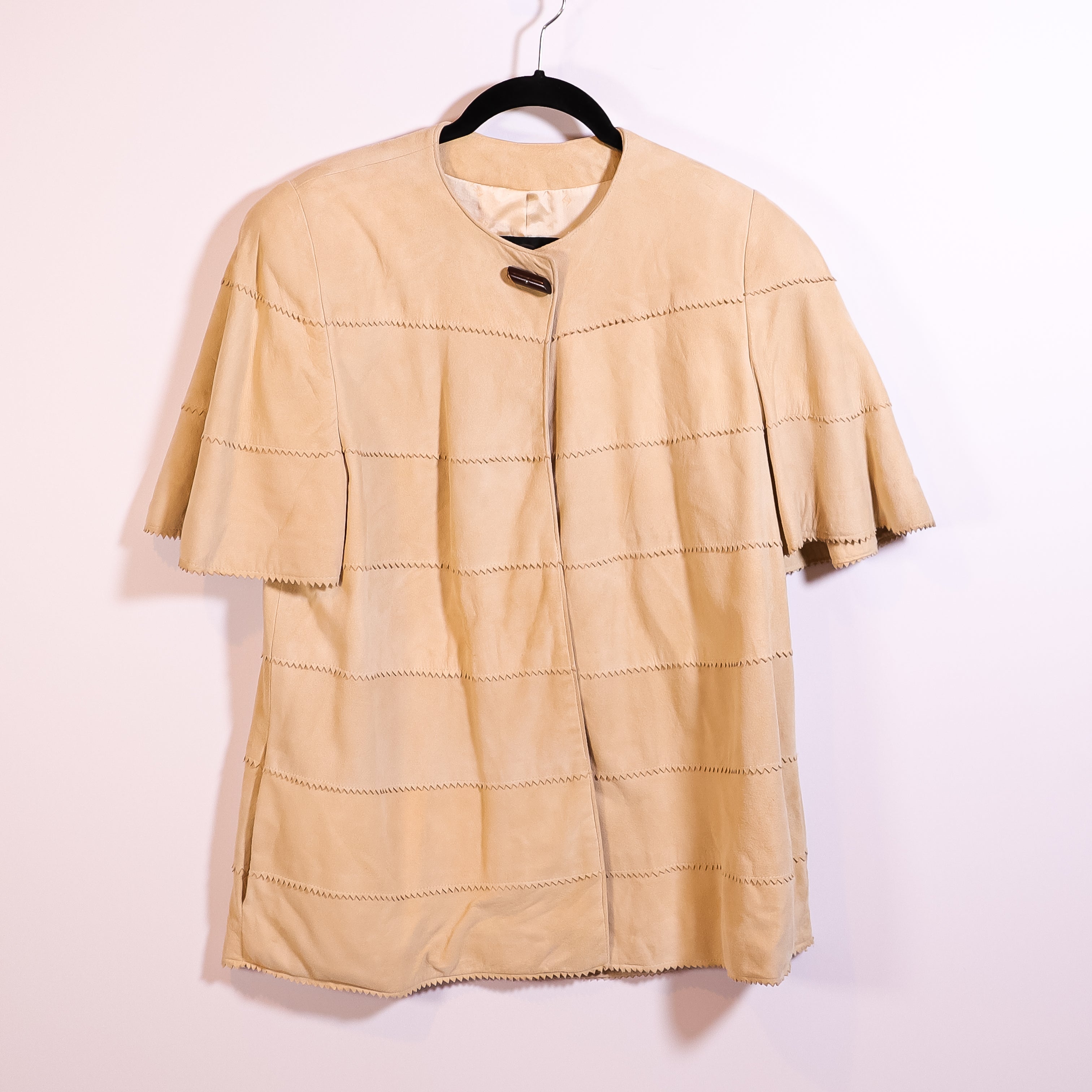 Fendi Roma Women's Vintage Genuine Suede Leather Short Sleeve Jacket Neutral 12
