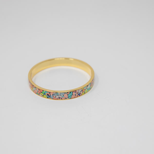 Lilly Pulitzer Gypsy Jungle Floral Flower Print Pattern Gold Bangle Bracelet