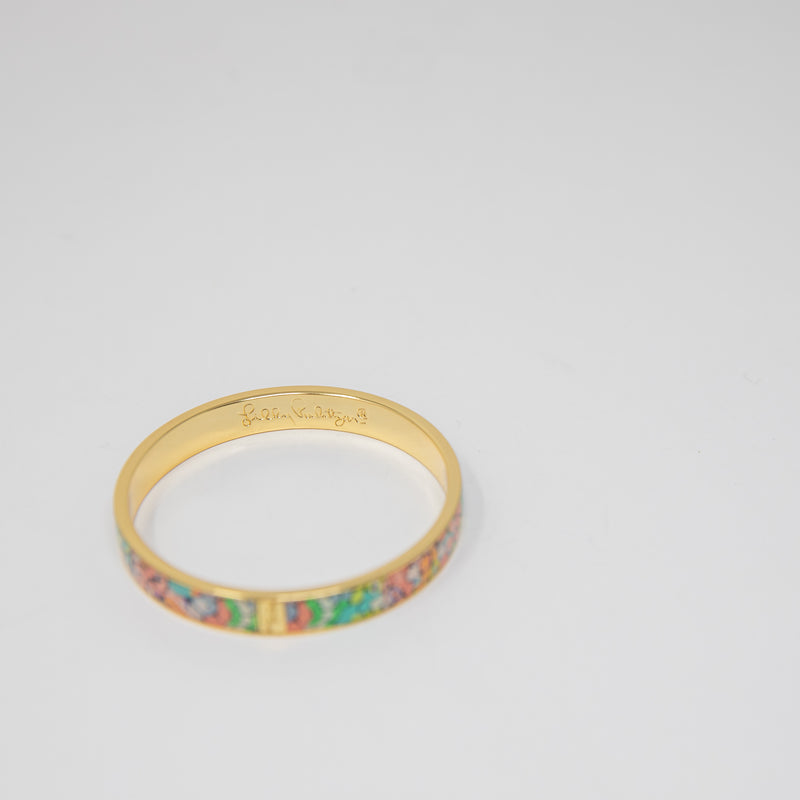 Lilly Pulitzer Gypsy Jungle Floral Flower Print Pattern Gold Bangle Bracelet