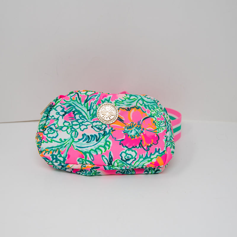 Lilly Pulitzer Nylon Crossbody Belt Purse Bag Soleil Pink Perfect Poppy Print