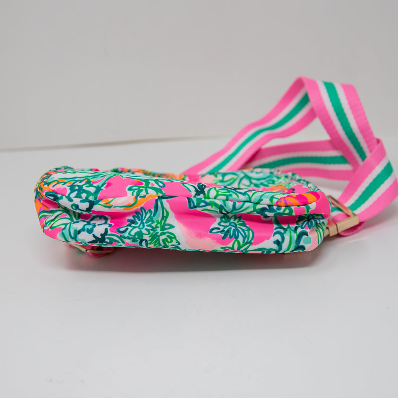 Lilly Pulitzer Nylon Crossbody Belt Purse Bag Soleil Pink Perfect Poppy Print