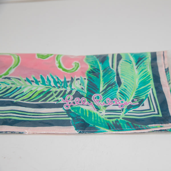 NEW Lilly Pulitzer Silk Chiffon Scarf Wrap Shawl Reef Tint Monkey Business Print