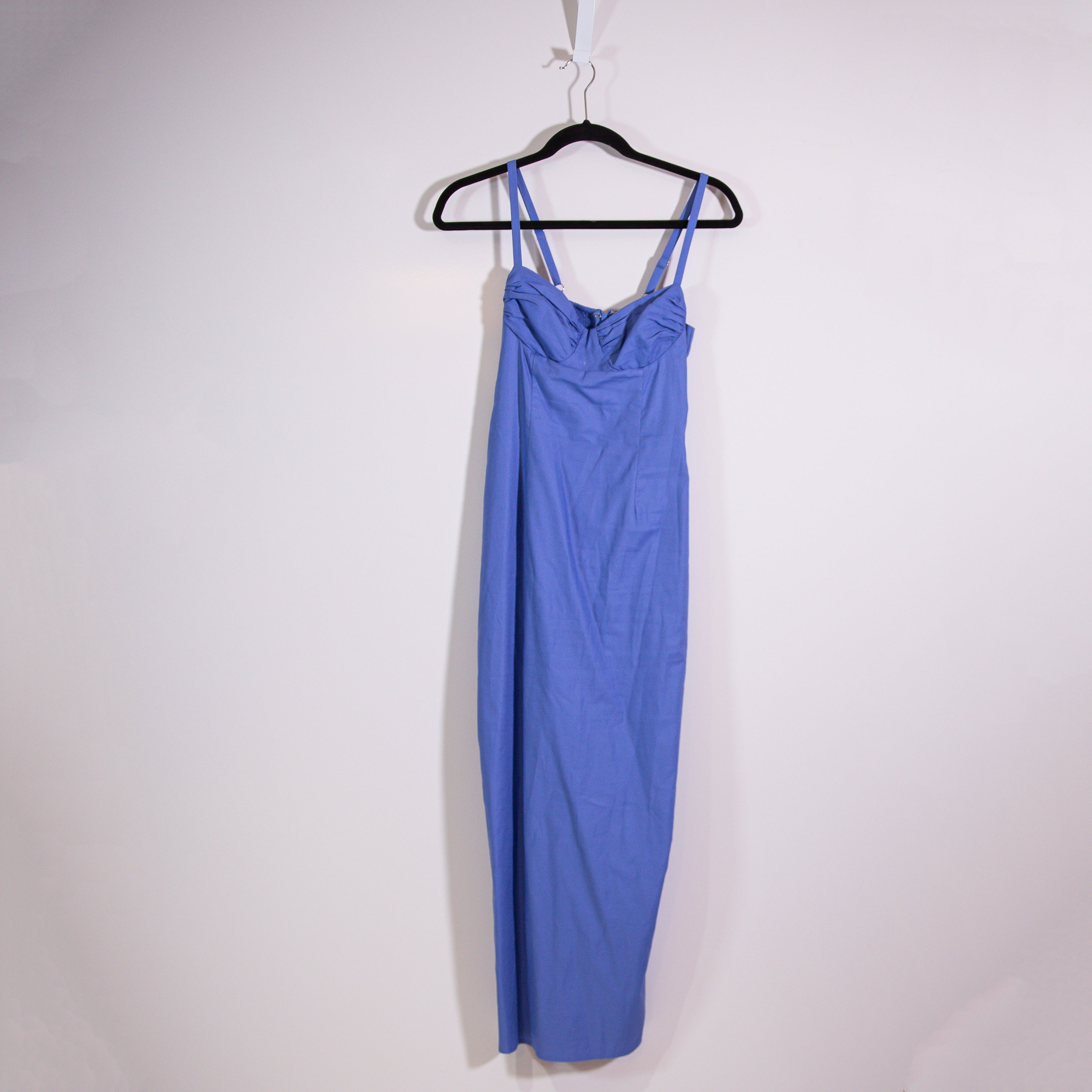 Reformation Stormi Organic Cotton Poplin Bralette Midi Dress Powder Blue 2&nbsp;