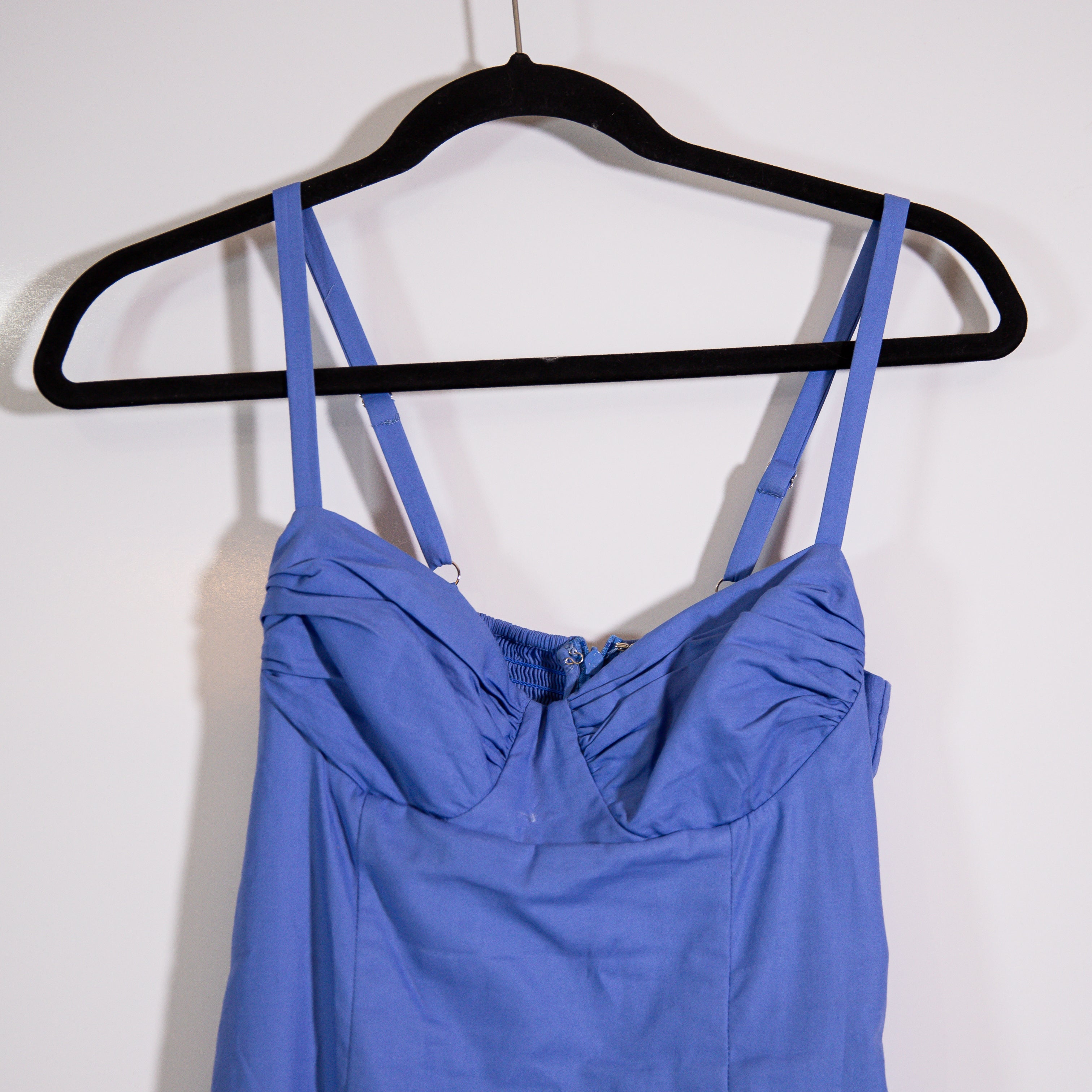 Reformation Stormi Organic Cotton Poplin Bralette Midi Dress Powder Blue 2&nbsp;