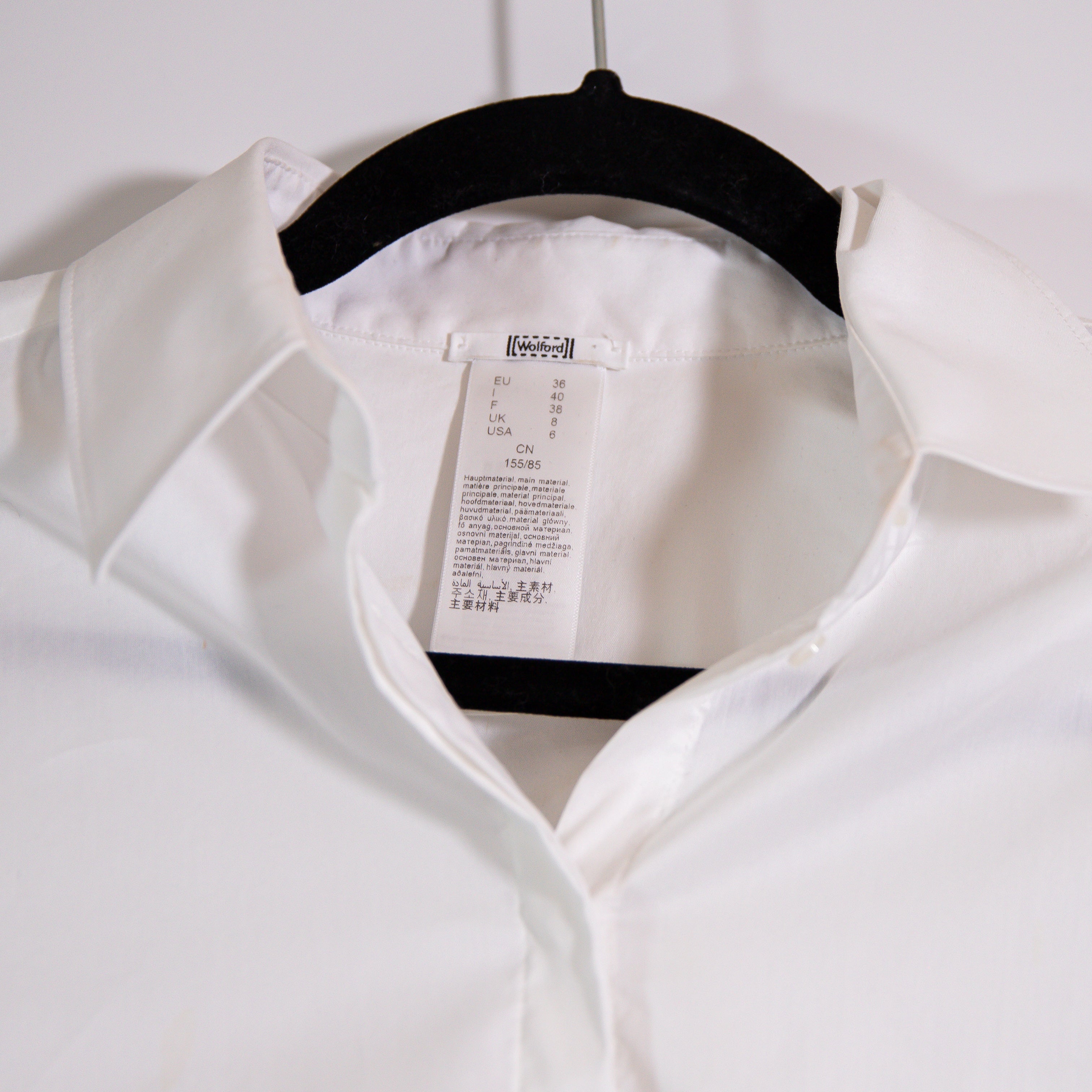Wolford Women's Cotton Poplin Collared Button Down Blouse Bodysuit Shirt White 6