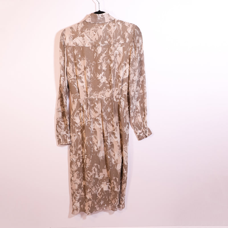 Jason Wu Silk Chiffon Camo Floral Flower Print Pattern Belted Shirt Dress 2