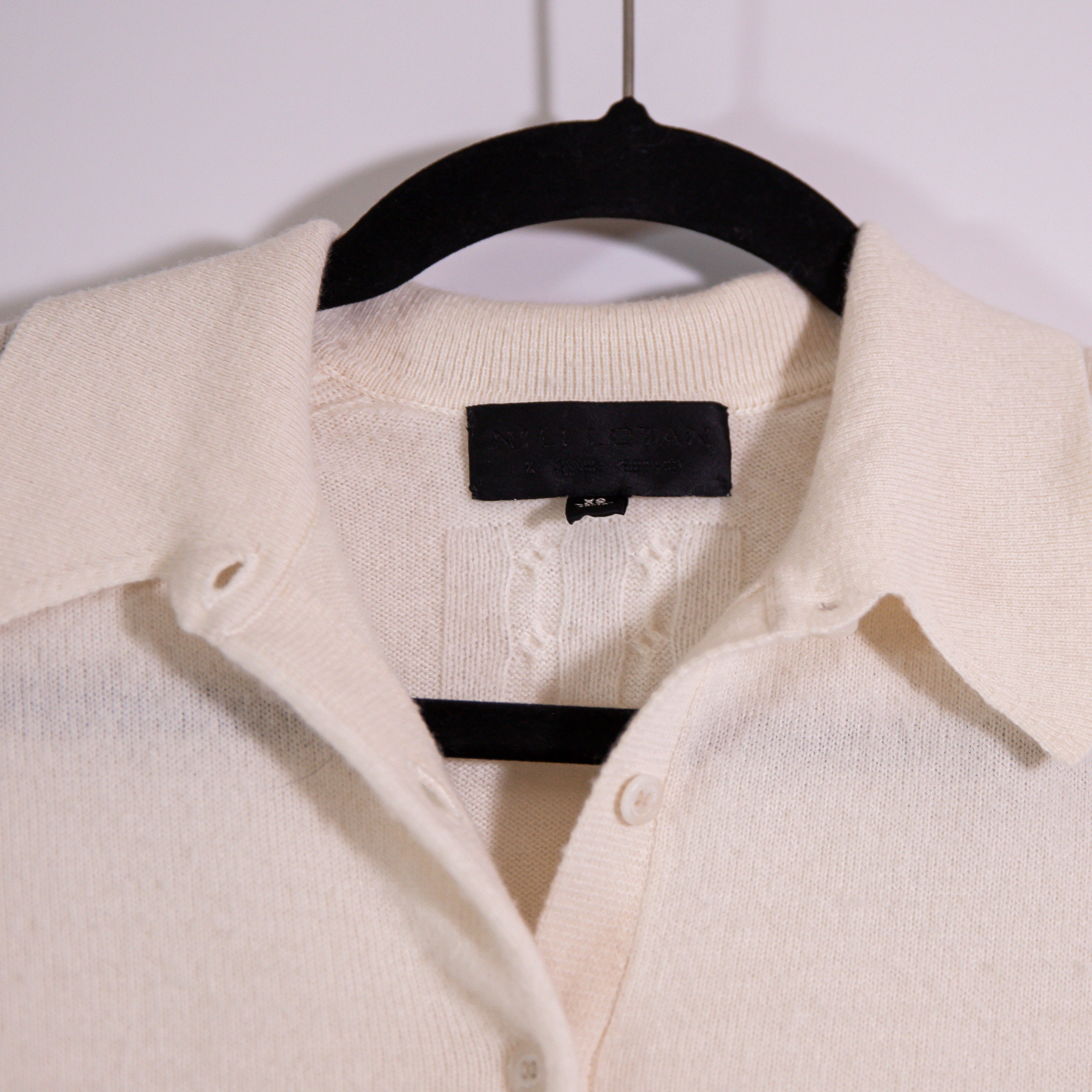 Nili Lotan Milos 100% Cashmere Knit Stretch Collared Short Sleeve Polo Sweater