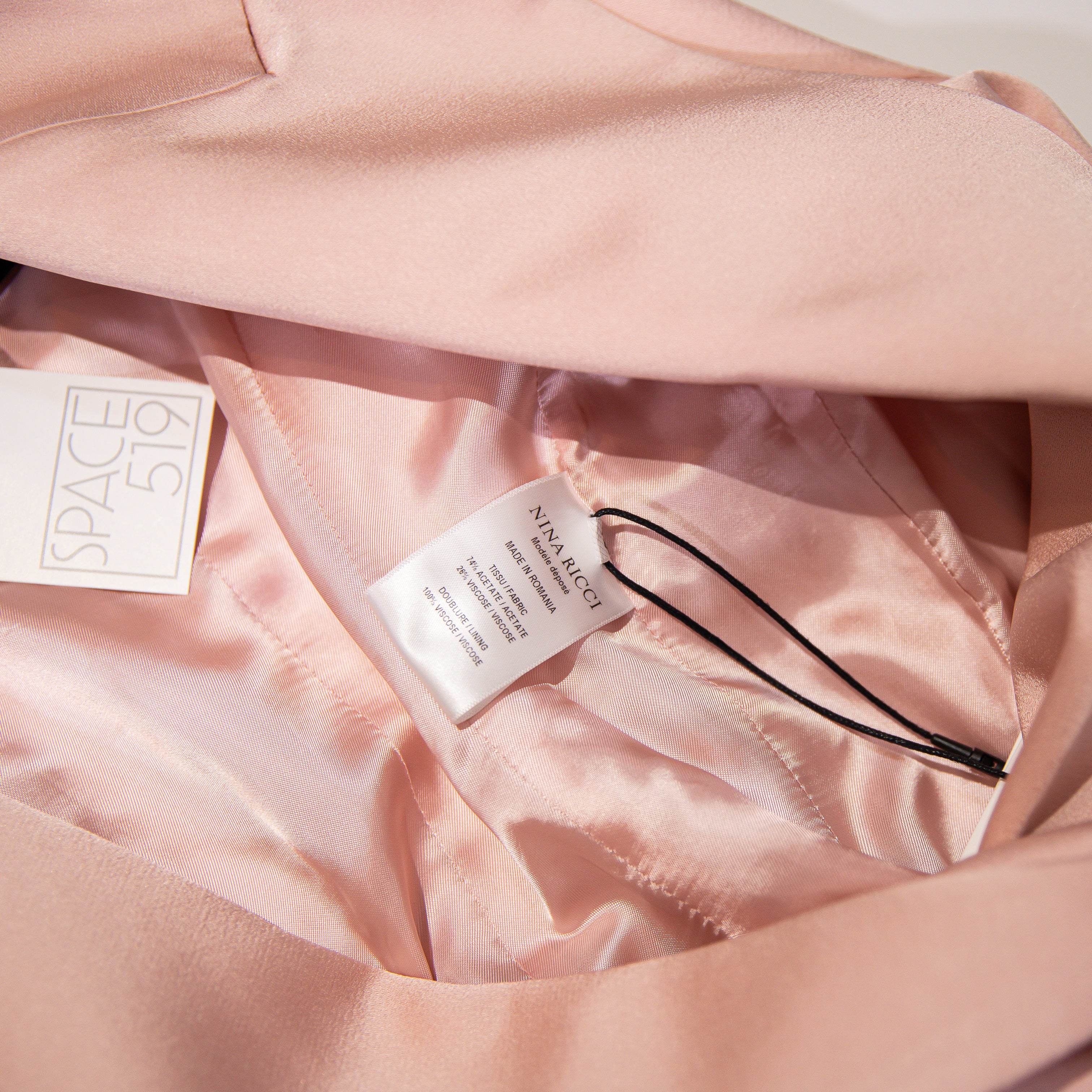 NEW Nina Ricci Double Breasted Collared Sleeveless Crepe Satin Jacket Vest Blush