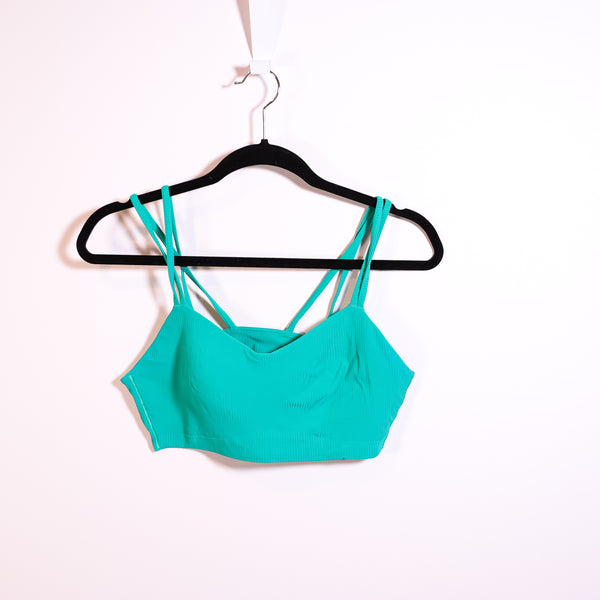 Lululemon Women's Like A Cloud Ribbed Strappy Athletic Sports Bra Kelly Green L