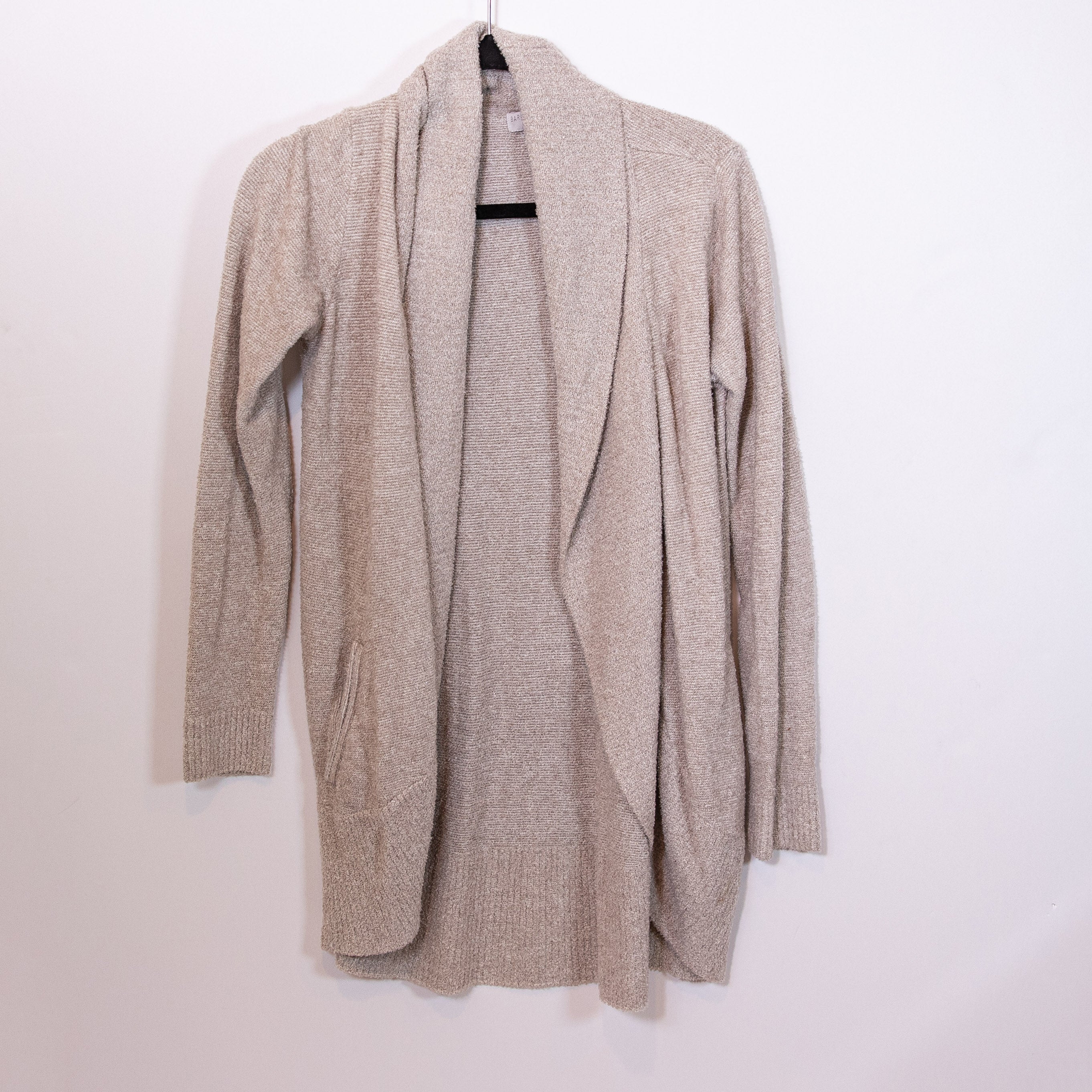 Barefoot Dreams CozyChic Lite Circle Open Front Cardigan Sweater Beige XS/S
