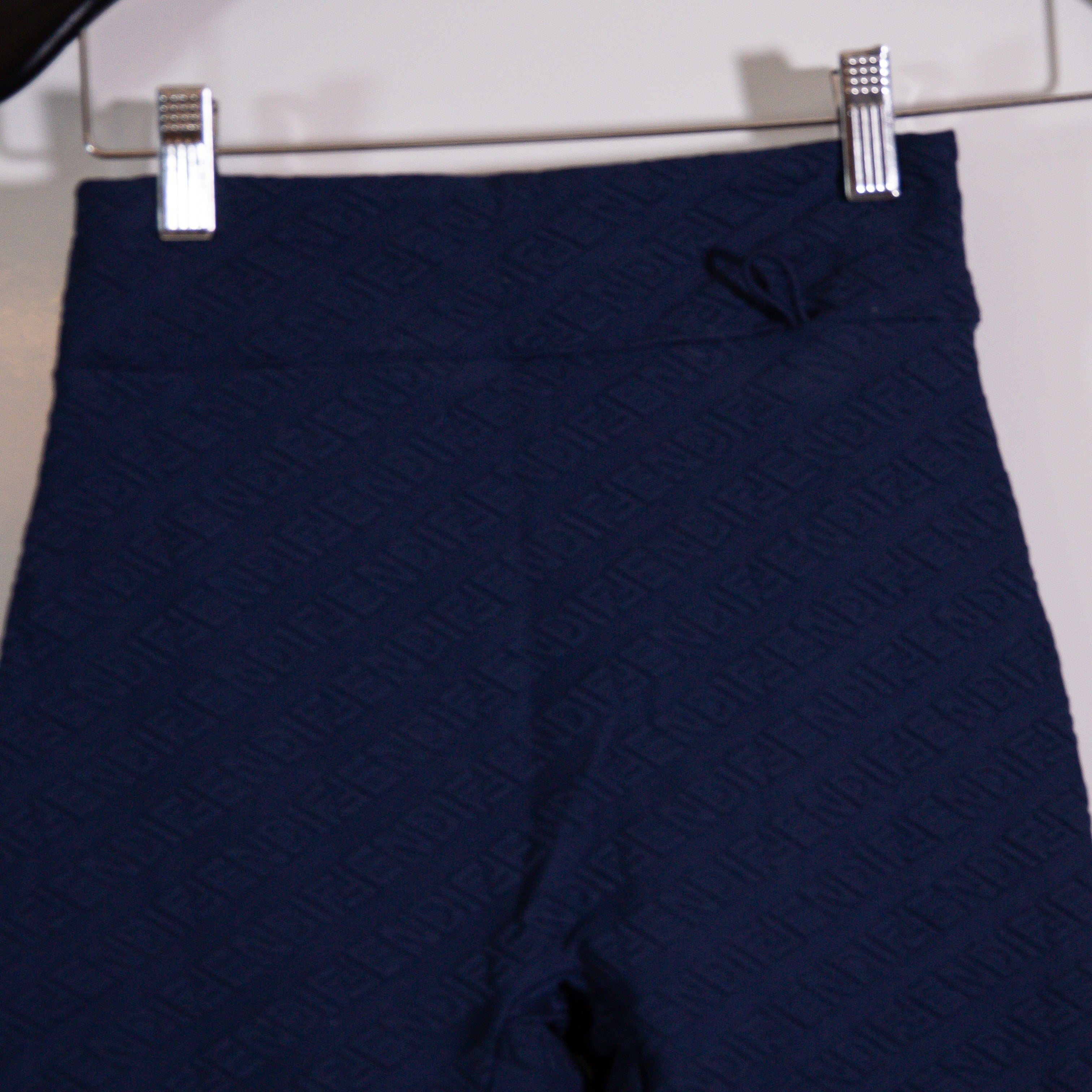 Fendi Women's Blue Logo Embossed Textured High Rise Athletic Work Out Leggings S