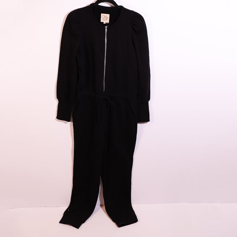 NEW Chaser x Evereve Exclusive Puff Sleeve Cotton Terry Jumpsuit Jumper Black L