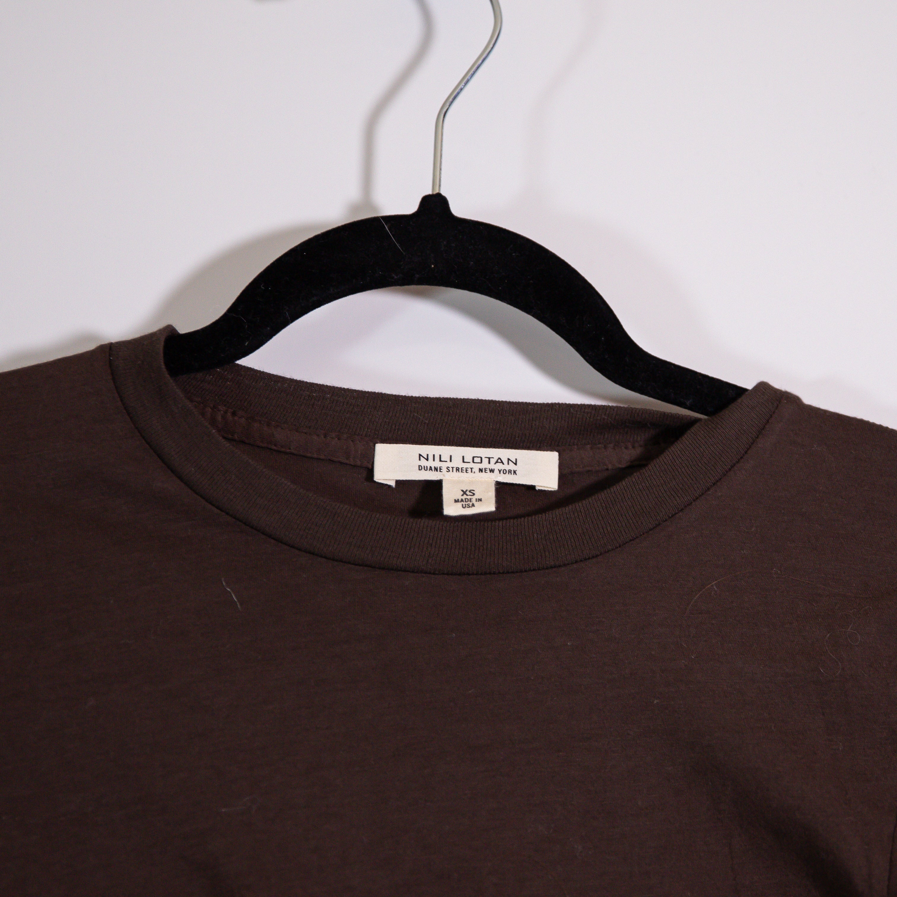 Nili Lotan Mariela Cotton Lightweight Jersey Crew Neck Short Sleeve Tee Shirt XS