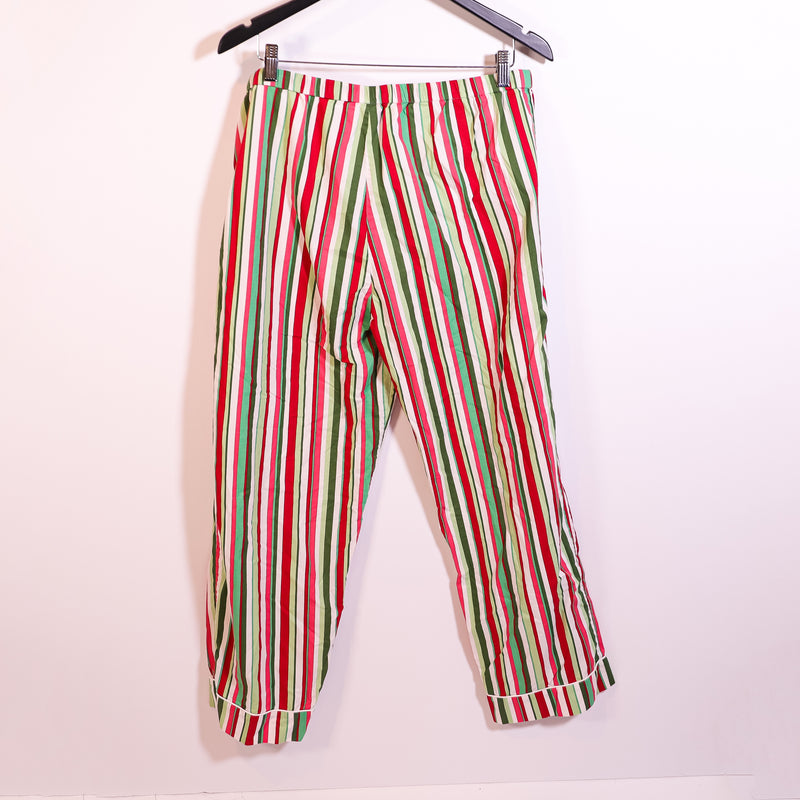 Printfresh Organic Cotton Peppermint Candy Cane Stripe Sleep Pajama Pants Large