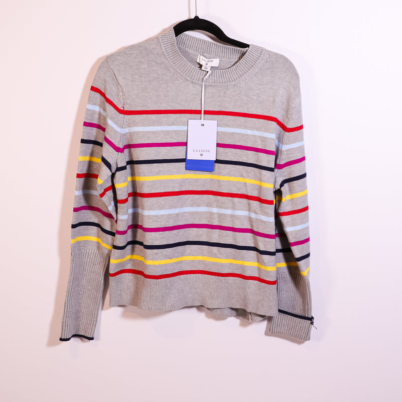 NEW La Ligne x Target Cashmere Blend Knit Stretch Crew Neck Stripe Sweater XL