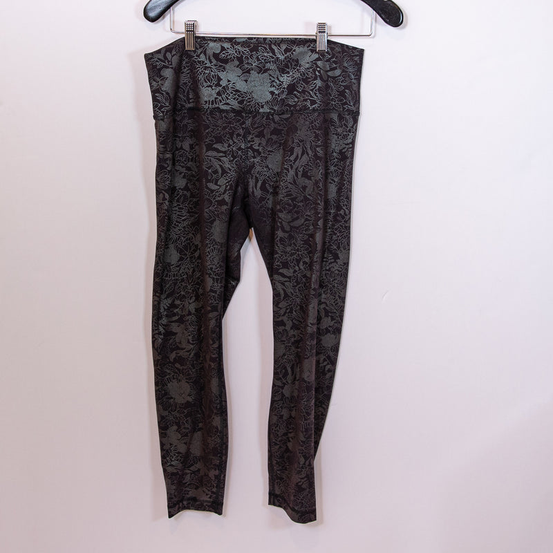 Lululemon Wunder Train High-Rise Crop 23" Logo Flourish Black Iridescent Foil 12