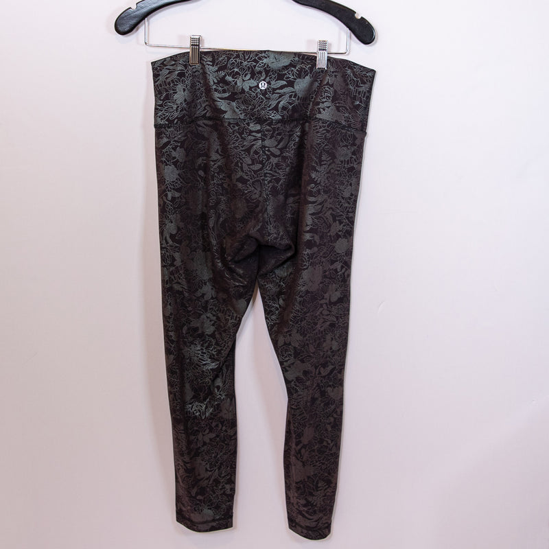 Lululemon Wunder Train High-Rise Crop 23" Logo Flourish Black Iridescent Foil 12