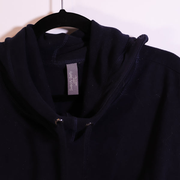 Sweaty Betty Escape Luxe Fleece Hoodie Pullover Sweater Sweatshirt Navy Blue L