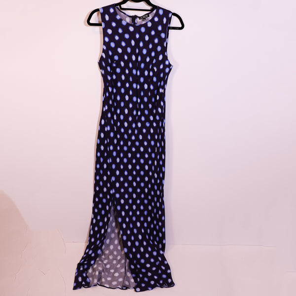 NEW J. Crew Women's High Neck Slip Dress Polka Dot Print Blue Drapey Cupro 12