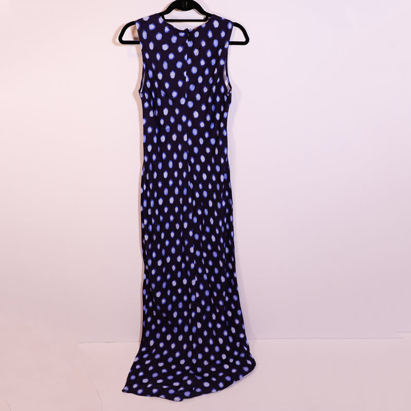 NEW J. Crew Women's High Neck Slip Dress Polka Dot Print Blue Drapey Cupro 12