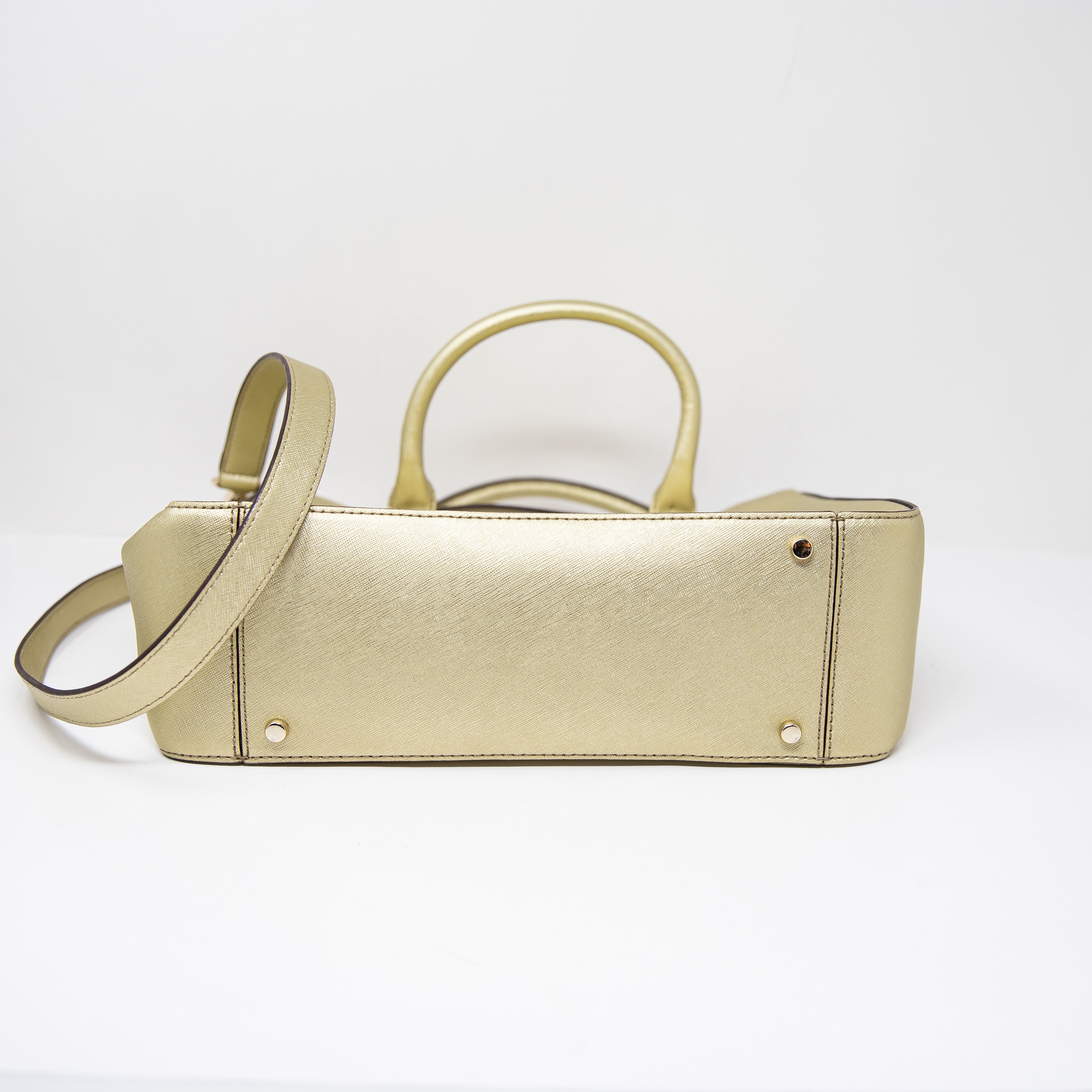 Kate Spade Cove Street Goldie Textured Leather Crossbody Tote Bag Purse Gold