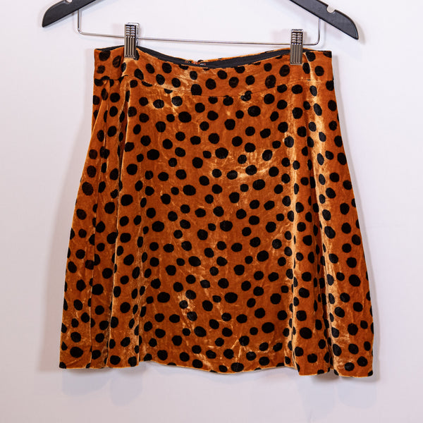 J. Crew Velvet Circle Leopard Polka Dot Print Pattern Mini Skirt Brown Black 0