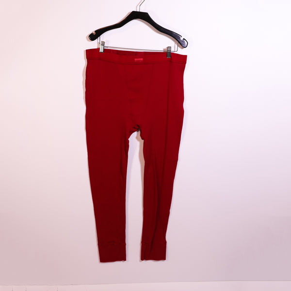 Skims Women's Cotton Rib High Waisted Knit Stretch Leggings Pants Solid Red XL