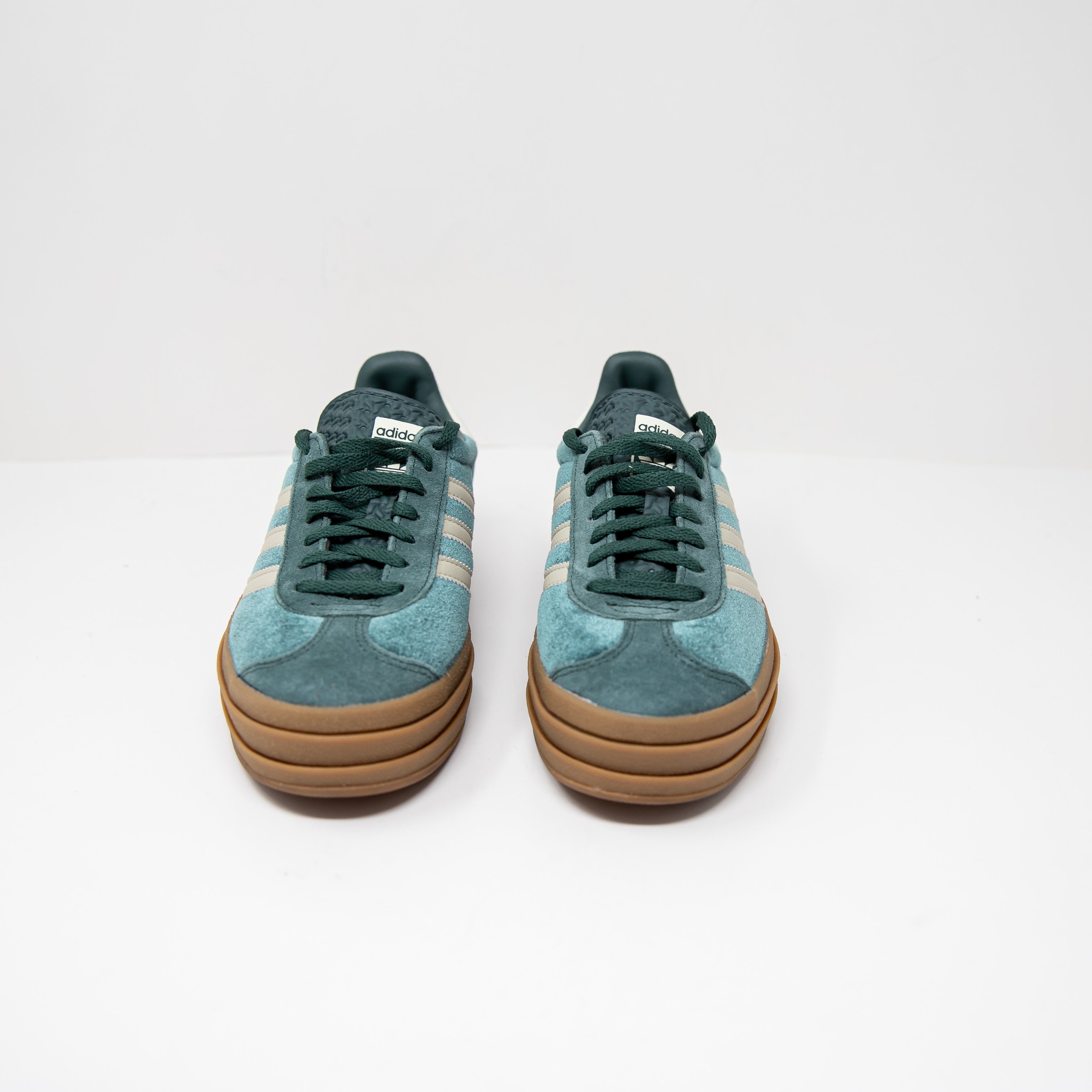 Adidas Originals Women's Gazelle Bold Mineral Green Velvet Putty Grey Sneakers 6