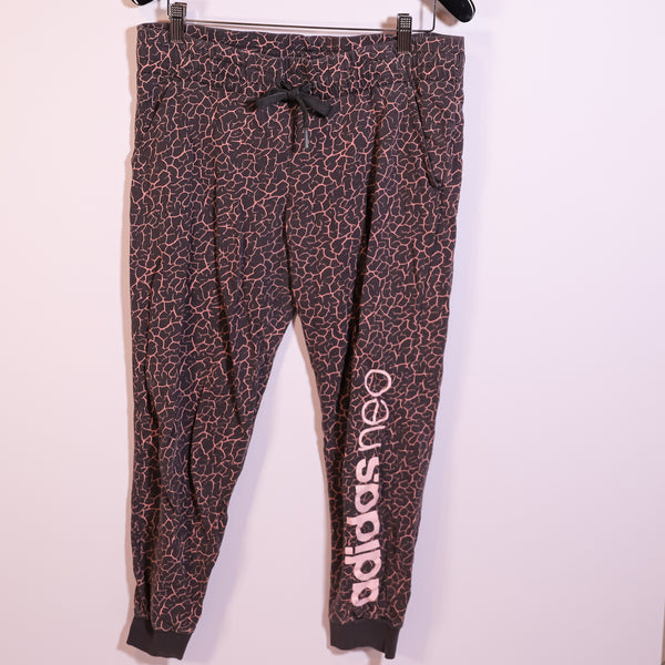 Adidas Neo Women's Cotton Crackle Abstract Print Pattern Ankle Crop Jogger Pants