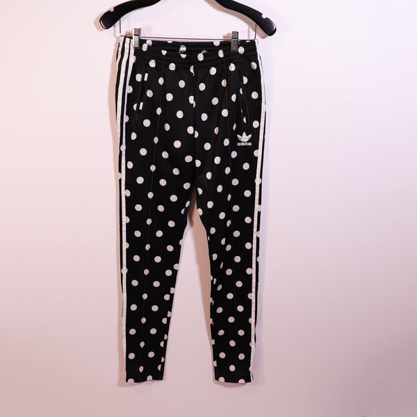 Adidas Originals Women's Three Stripe Black White Polka Dot Print Jogger Pants S