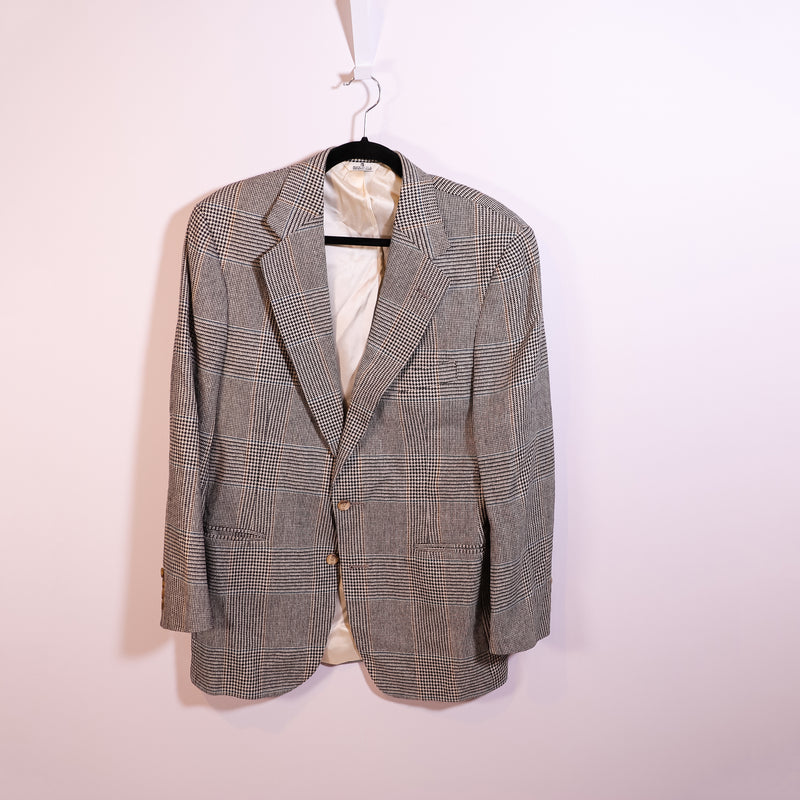 Polo University Club By Ralph Lauren Vintage Wool Blend Micro Houndstooth Blazer