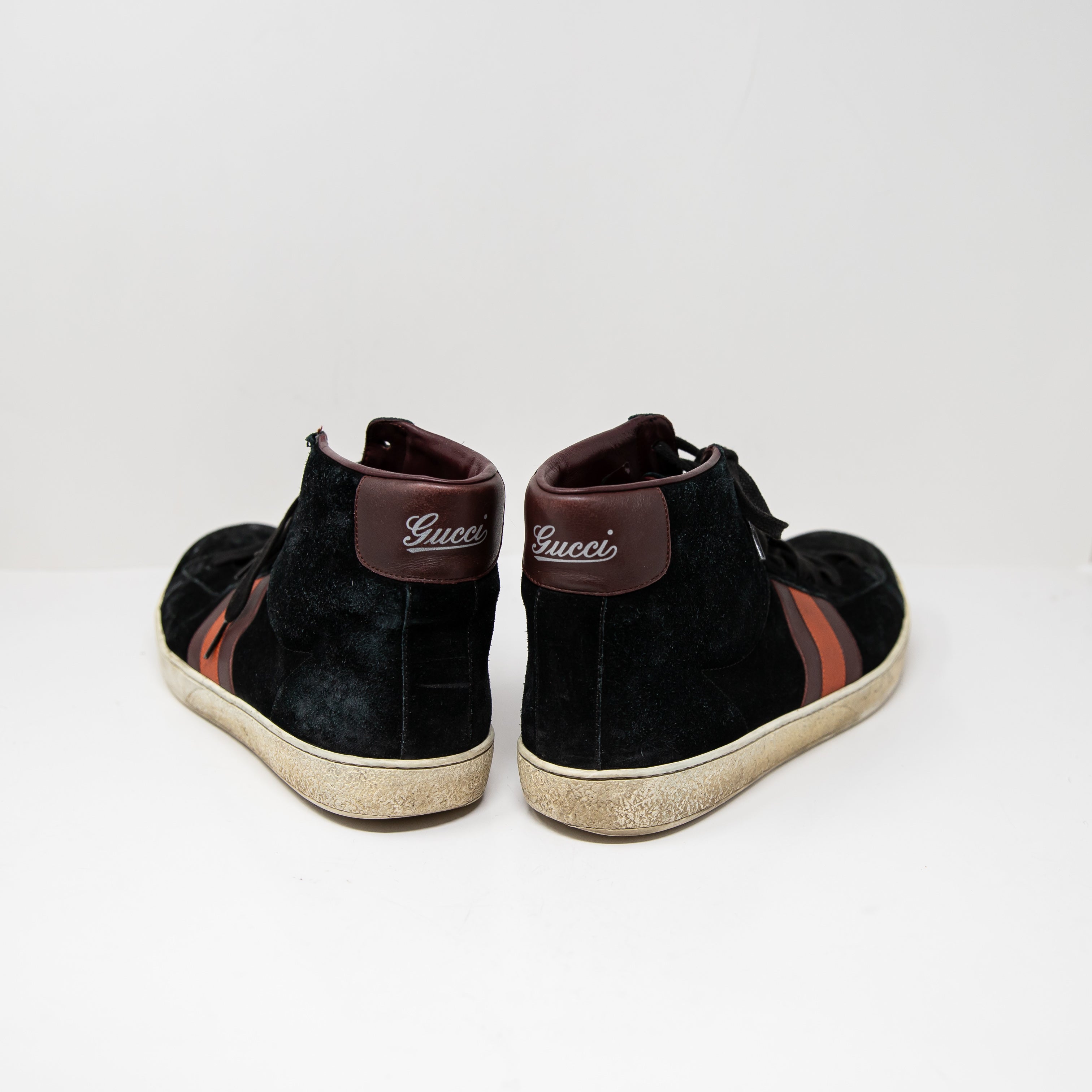 Gucci Men's Genuine Suede Leather High Top Lace Up Trainers Sneakers Shoes Black