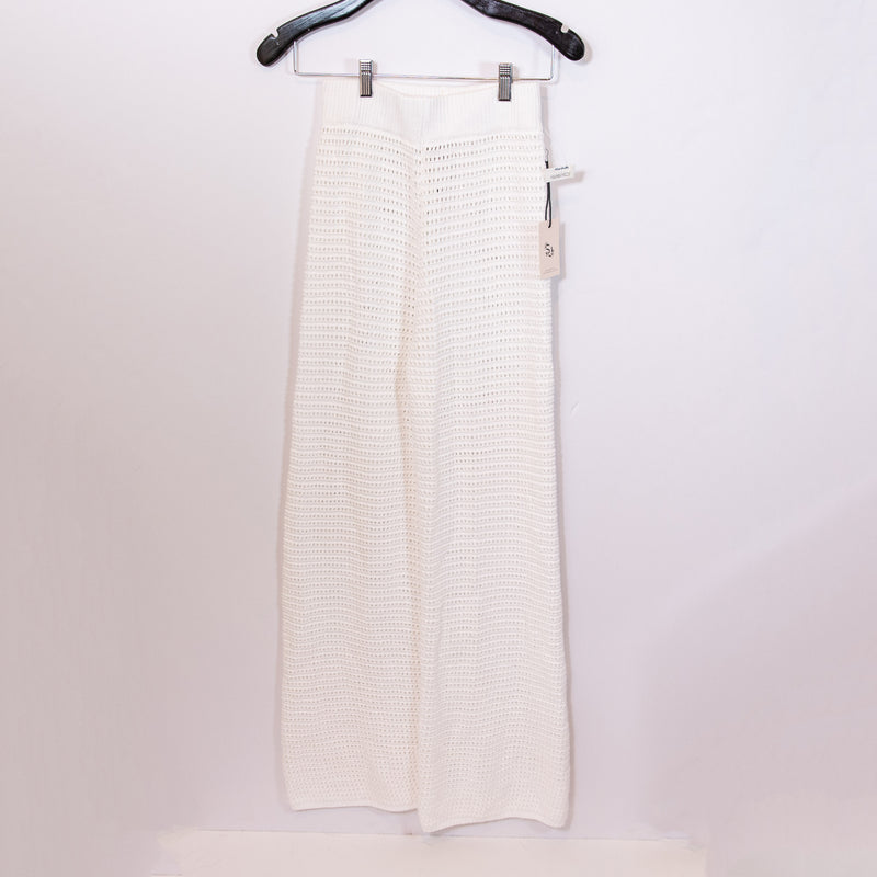 NEW Sincerely Jules Cotton Crochet Knit Stretch Straight Leg Casual Pants White