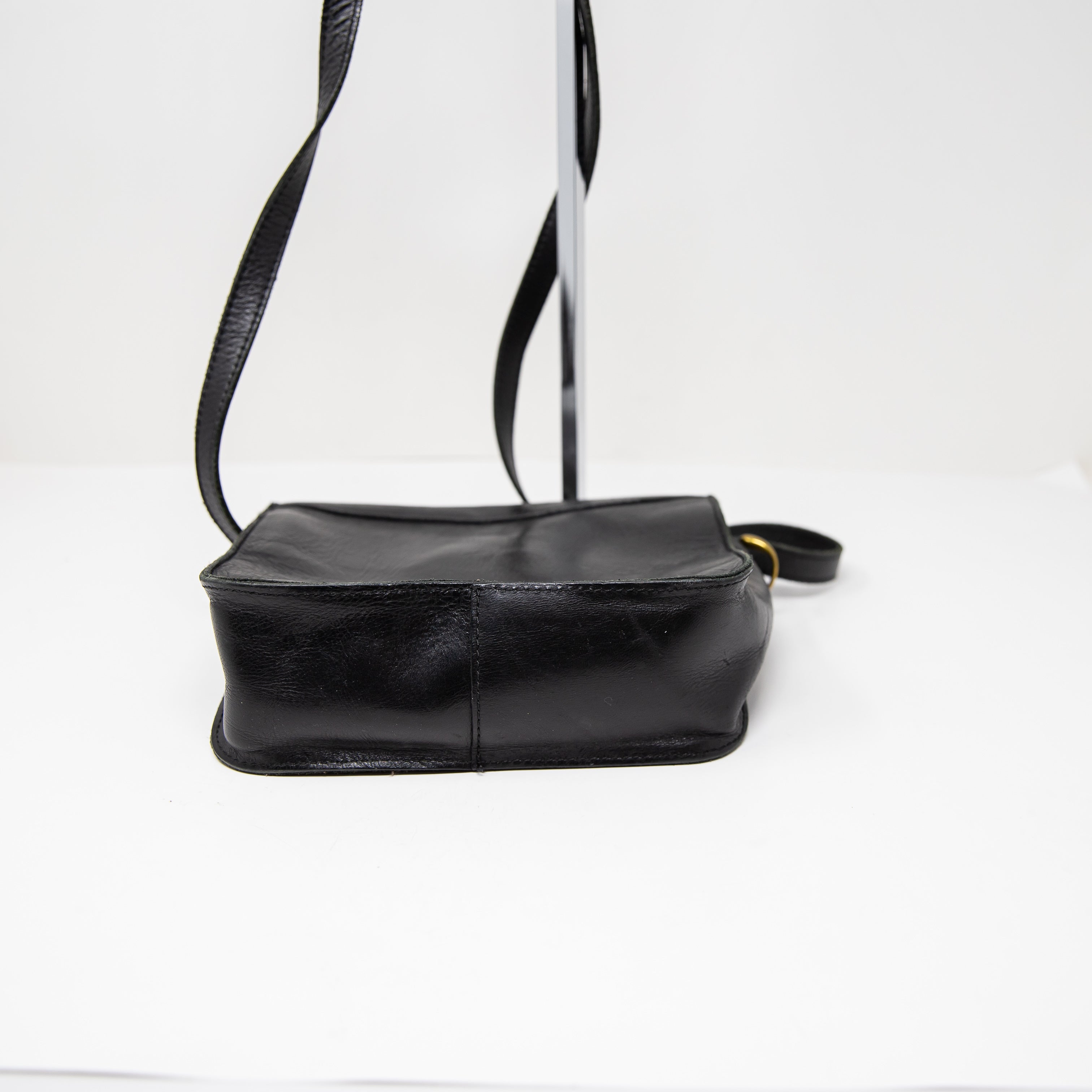 Madewell The Holland Shoulder Crossbody Purse Bag Genuine Leather Black Gold