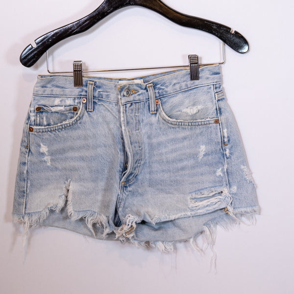 Agolde Women's Parker Vintage Cut Off Distressed Denim Jean Shorts Swapmeet 25