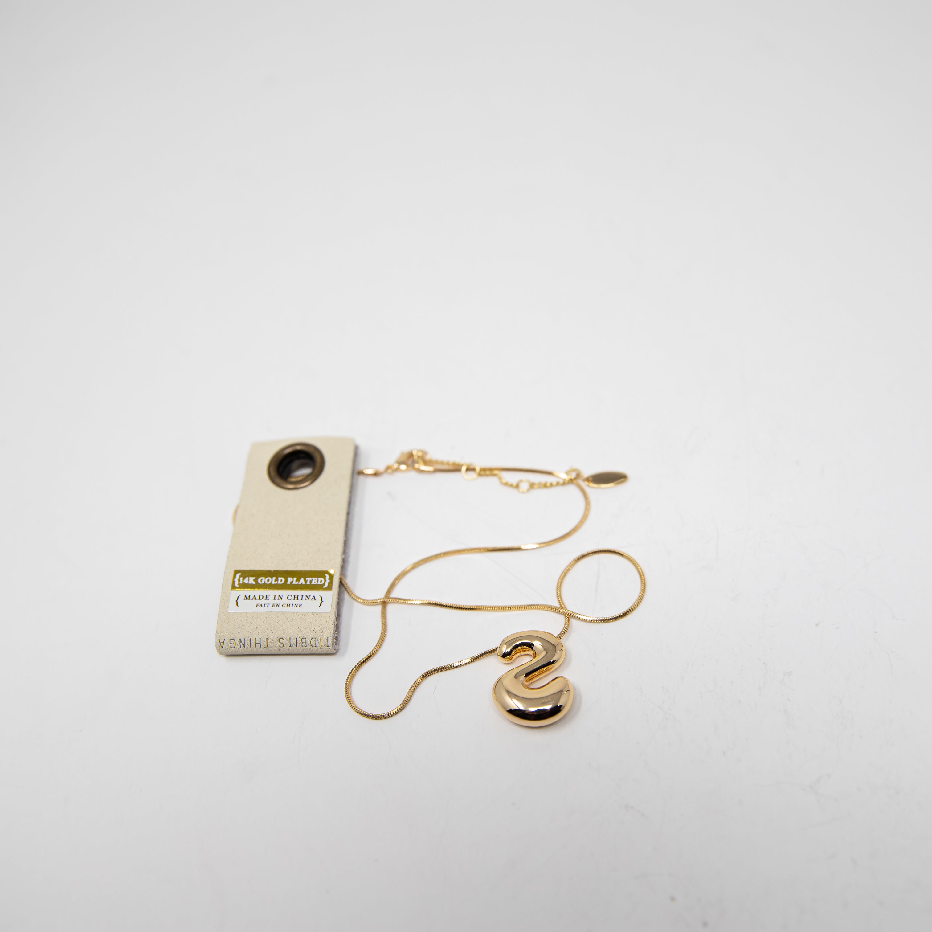 NEW Anthropologie Bubble Letter 'S' Monogram 14k Yellow Gold Plated Necklace