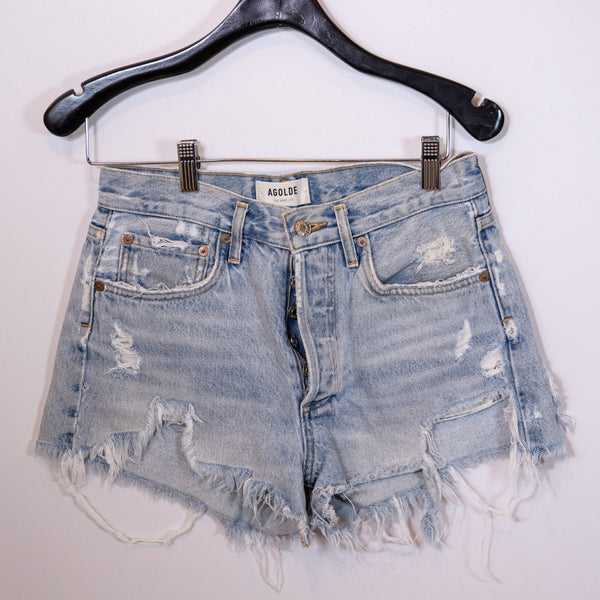 Agolde Parker Vintage Cut Off Distressed Denim Jean Shorts Swapmeet 25