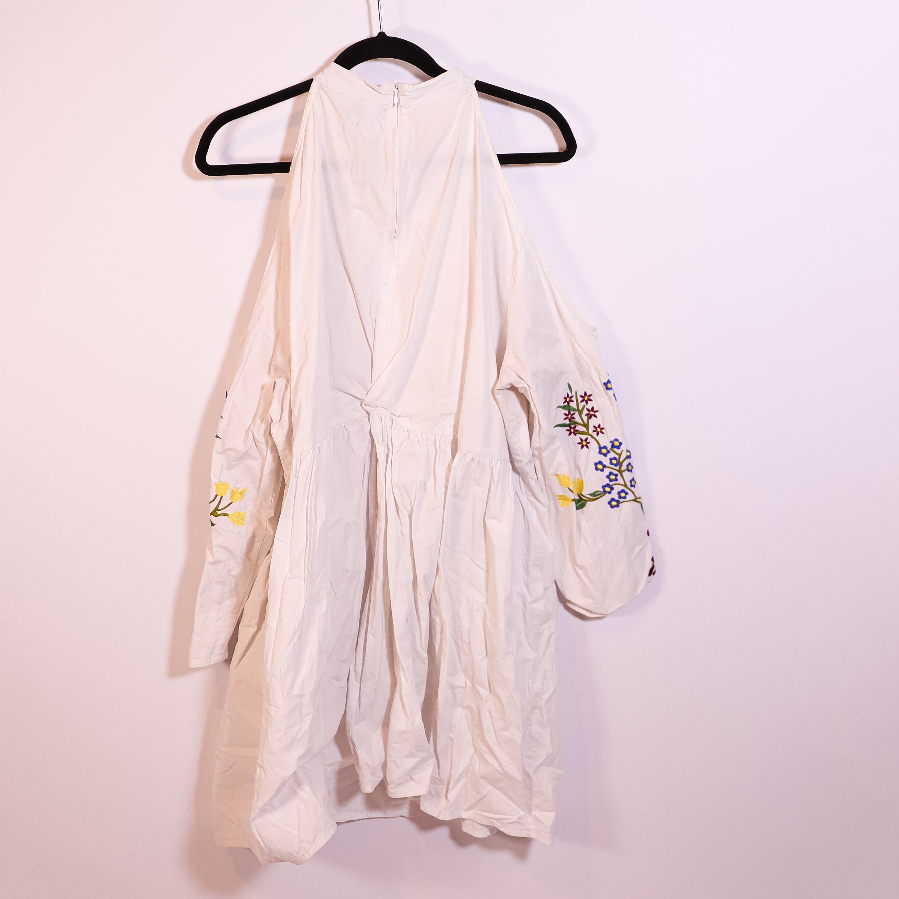 ASOS Floral Flower Embroidered Print Pattern Could Shoulder Pullover Mini Dress