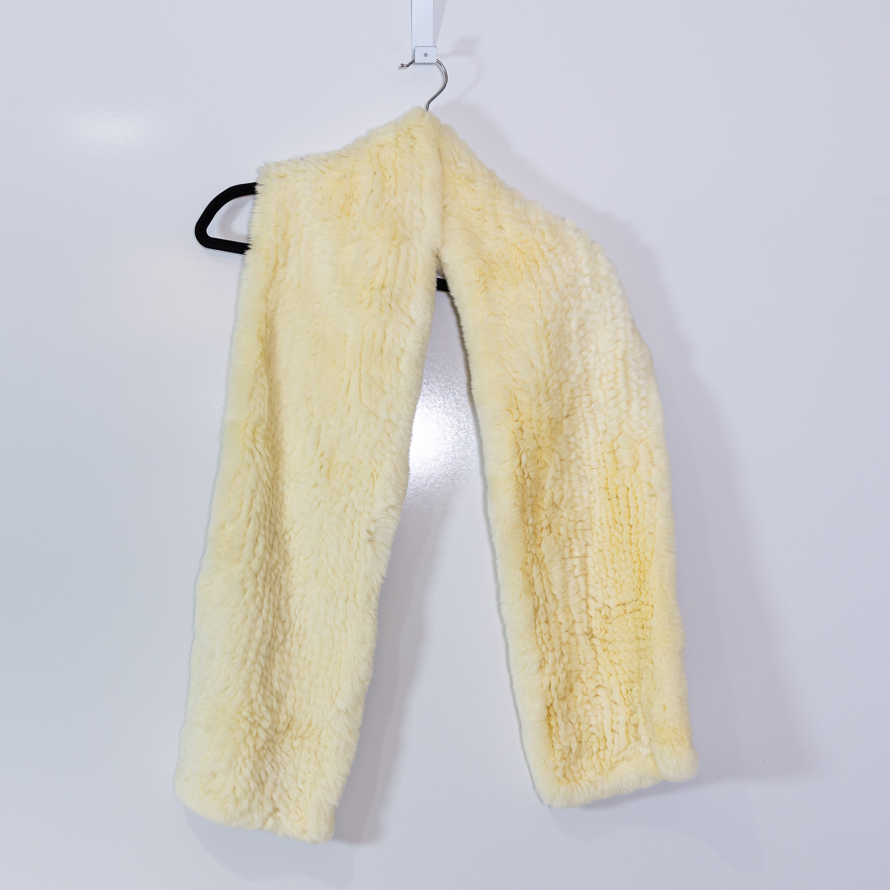 Linda Richards Luxury Genuine 100% Genuine Rex Rabbit Fur Scarf Wrap Shawl Ivory