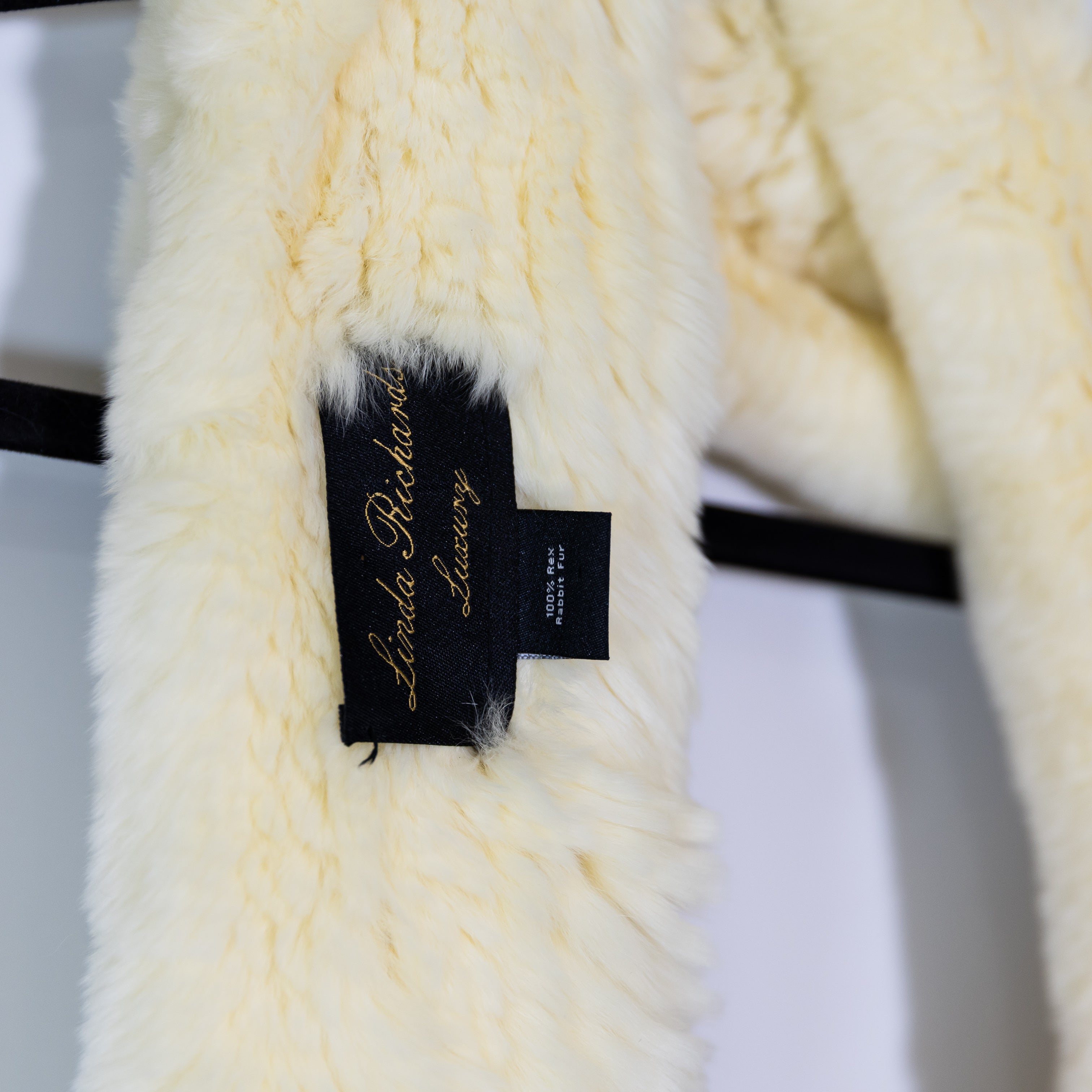 Linda Richards Luxury Genuine 100% Genuine Rex Rabbit Fur Scarf Wrap Shawl Ivory
