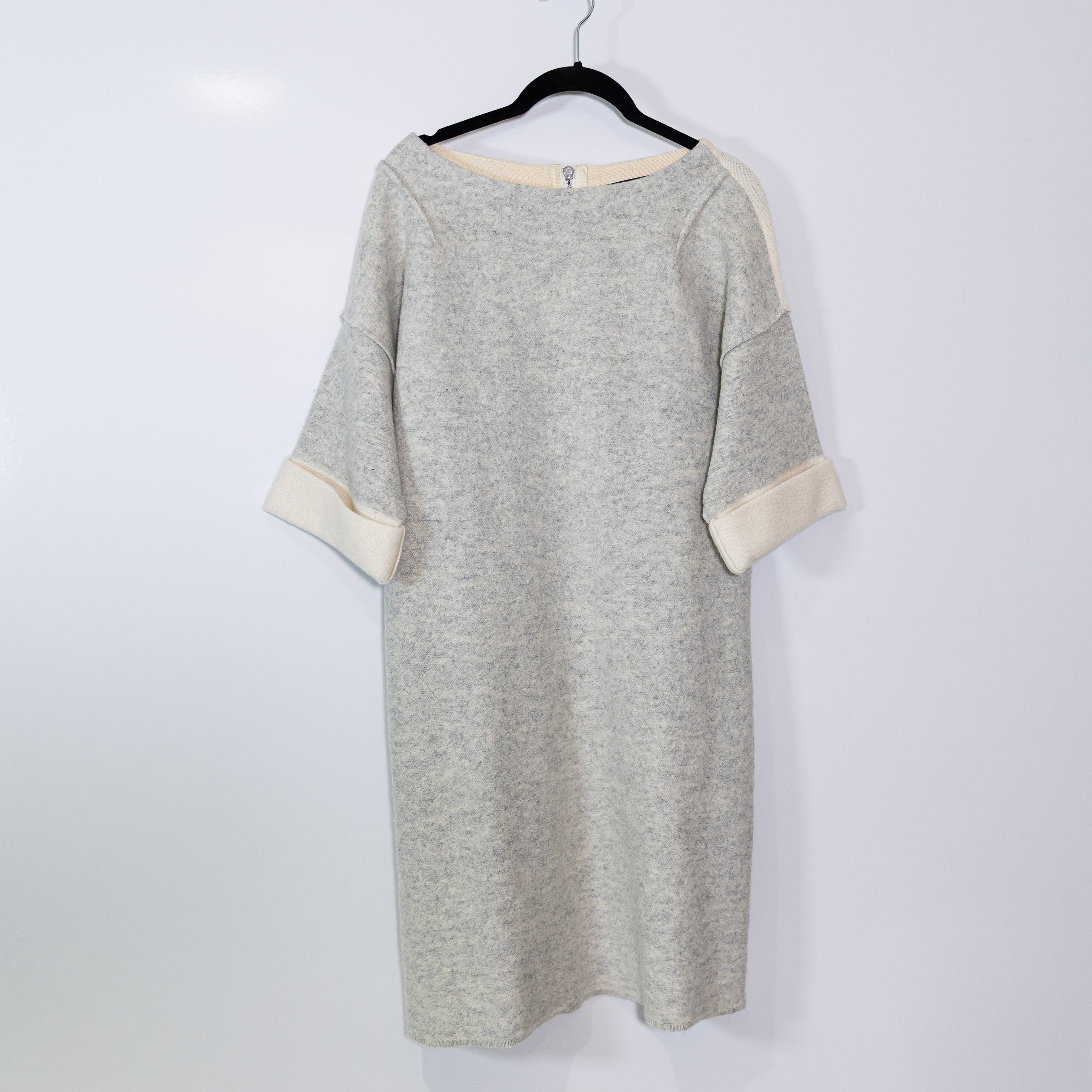 Rag & Bone Juliana Wool Angora Blend Felt Colorblock Sweater Mini Dress Gray S
