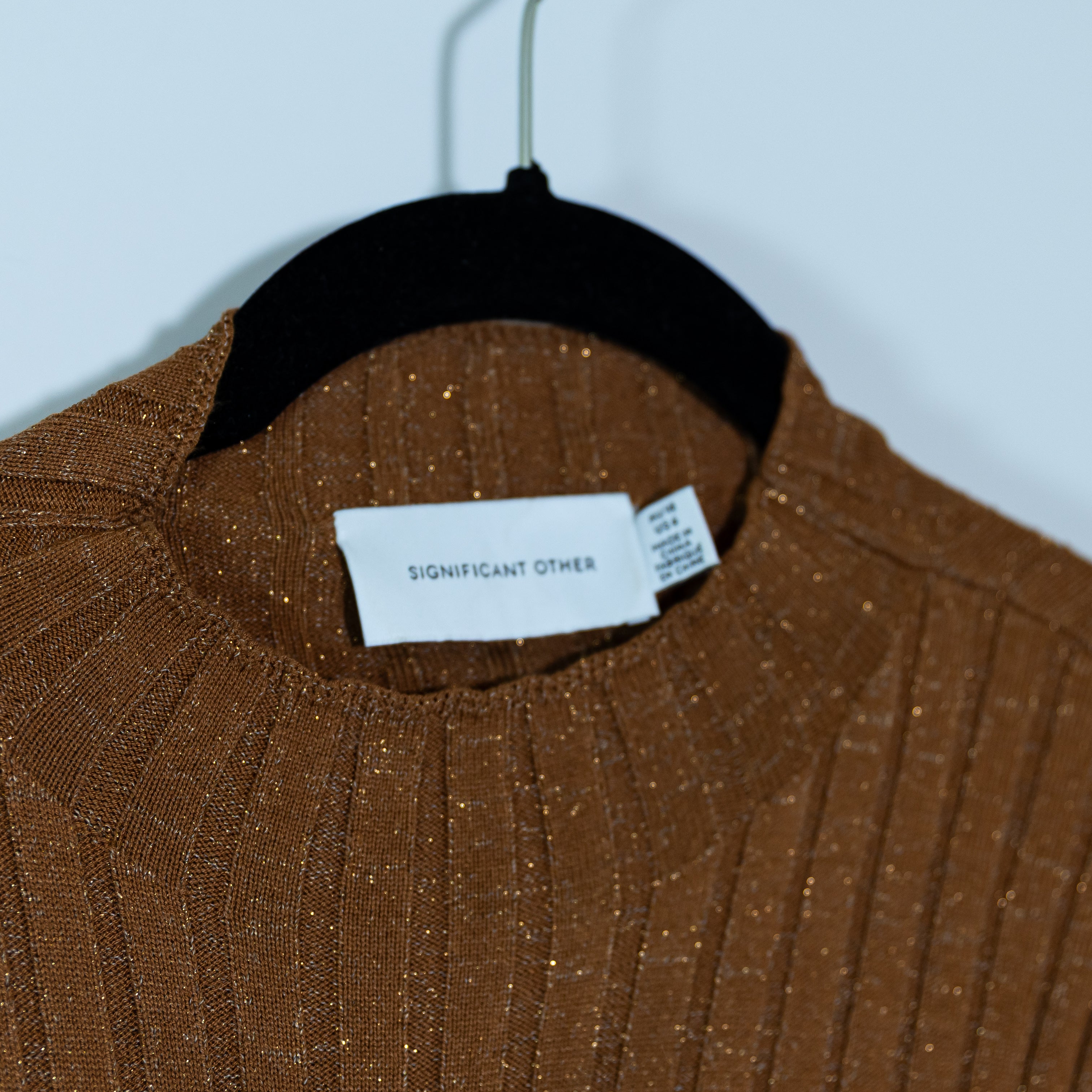Significant Other Goldie Ribbed Stretch Knit Mock Neck Tie Twist Front Sweater 6