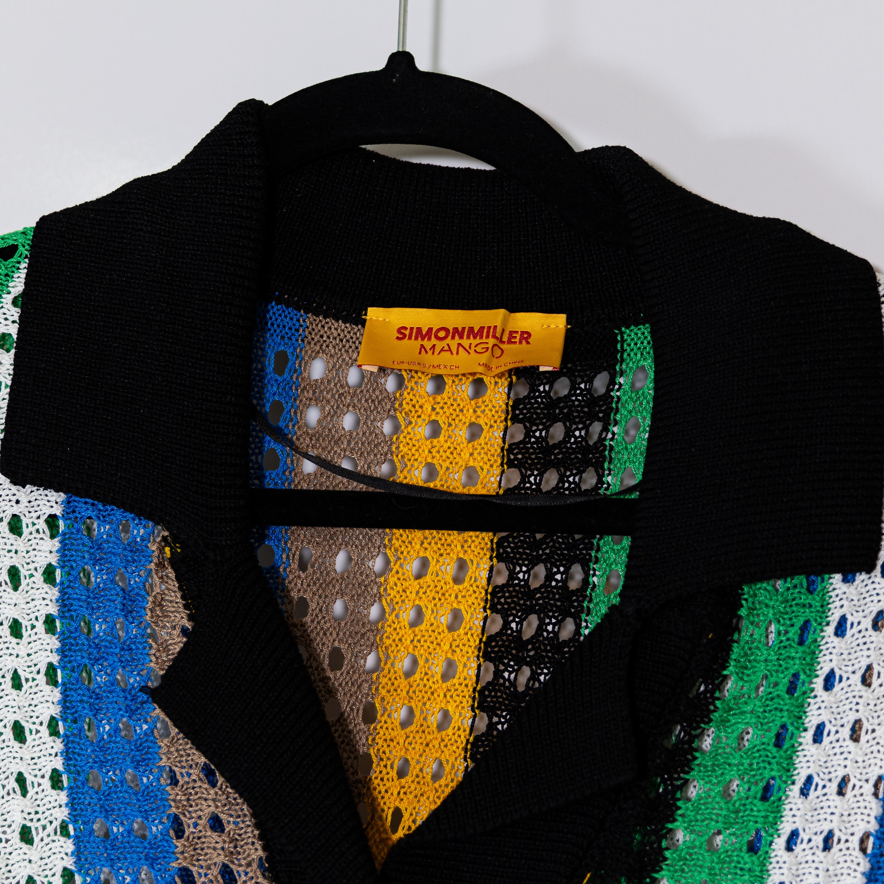 Simon Miller x Mango Oversize Openwork Knit Sweater Collared Polo Shirt Stripe S