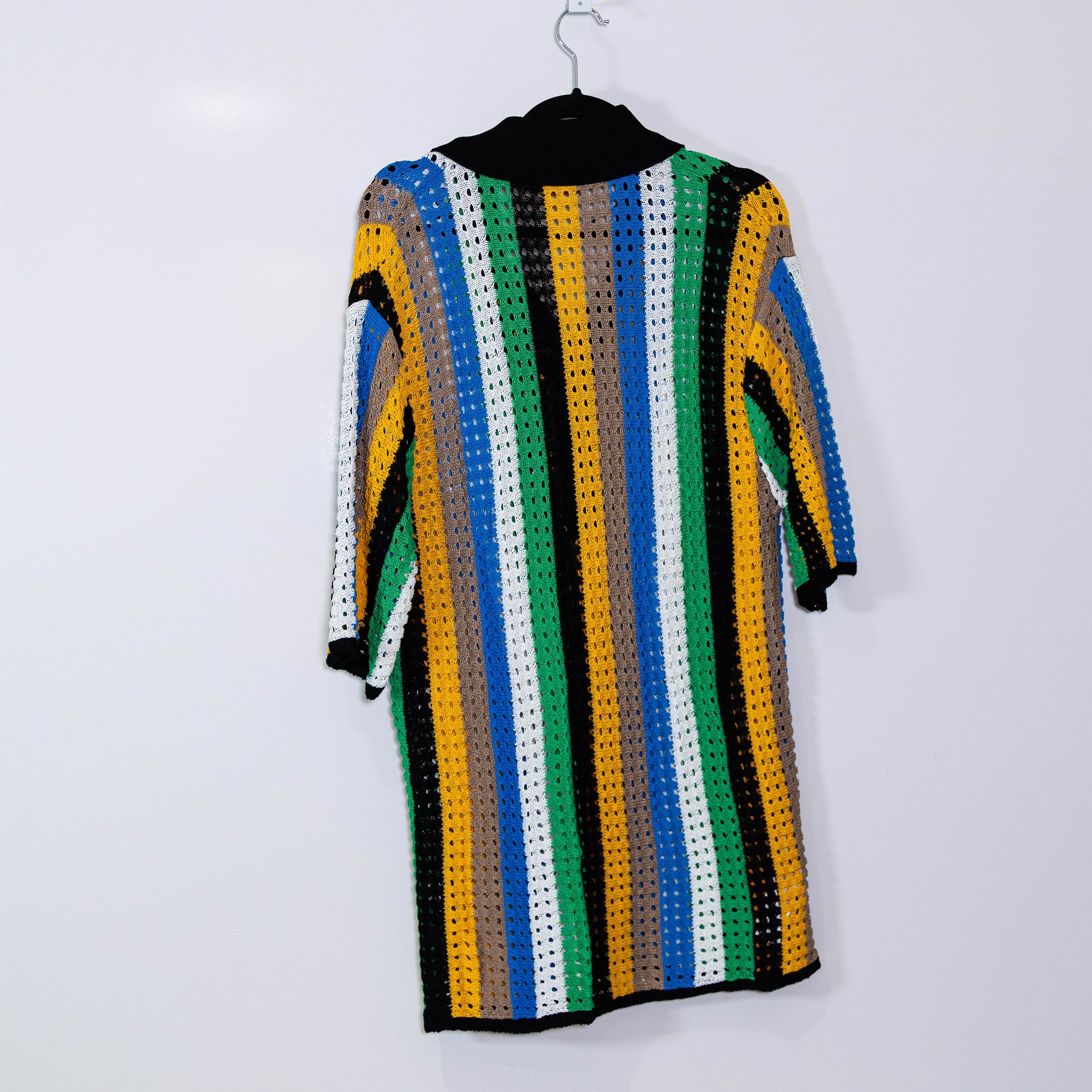 Simon Miller x Mango Oversize Openwork Knit Sweater Collared Polo Shirt Stripe S