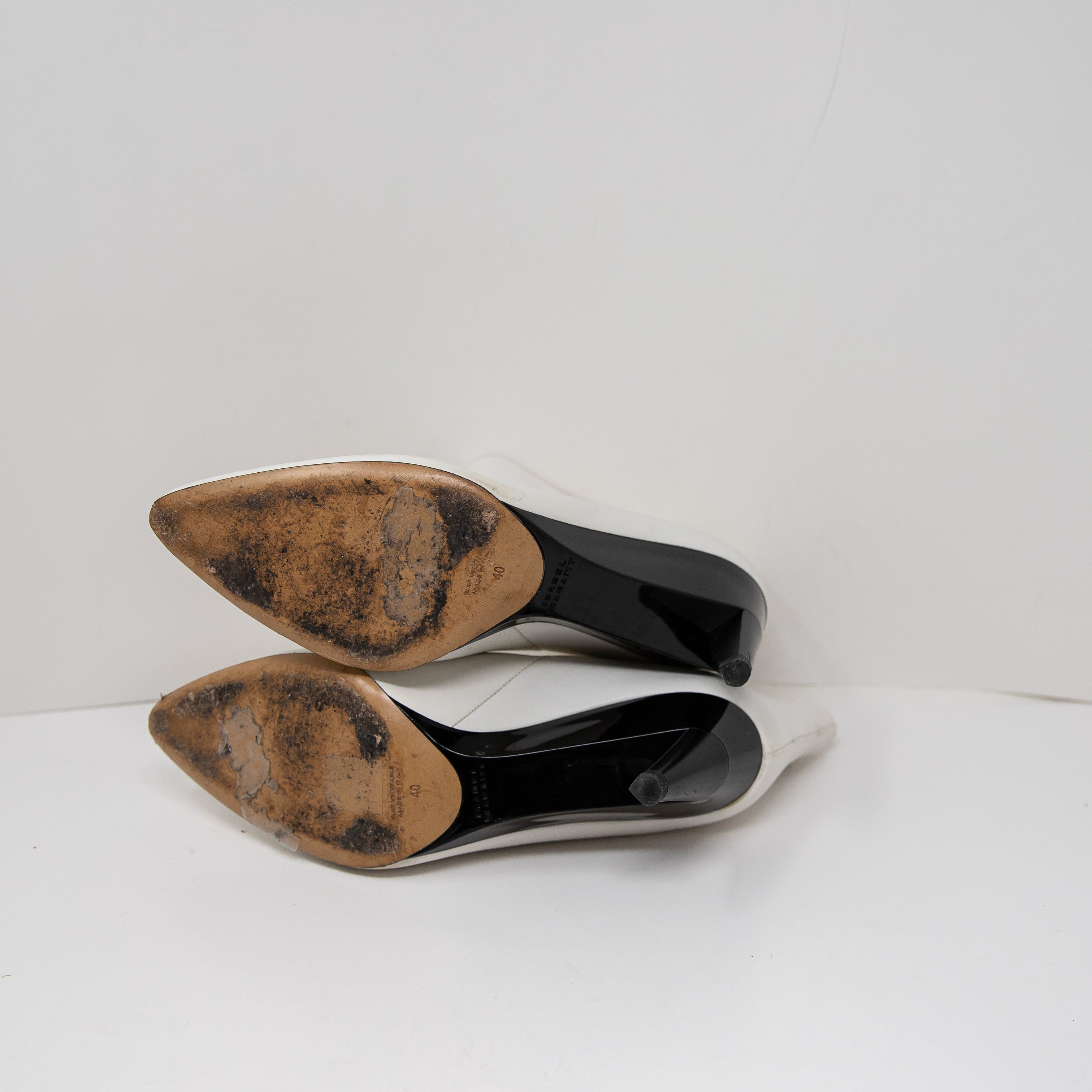 Isabel Marant Dlyvee Genuine Leather Geometric Heel Ankle Booties Shoes White 10