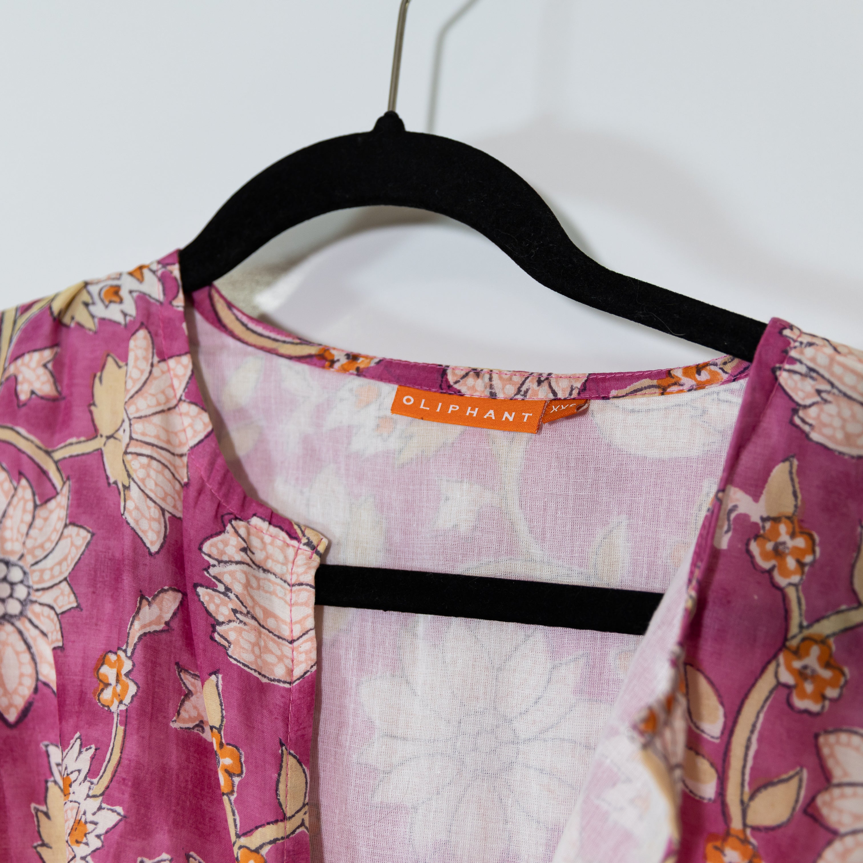 Oliphant Cotton V Neck Lightweight Tiered Belted Floral Print Pattern Maxi Dress