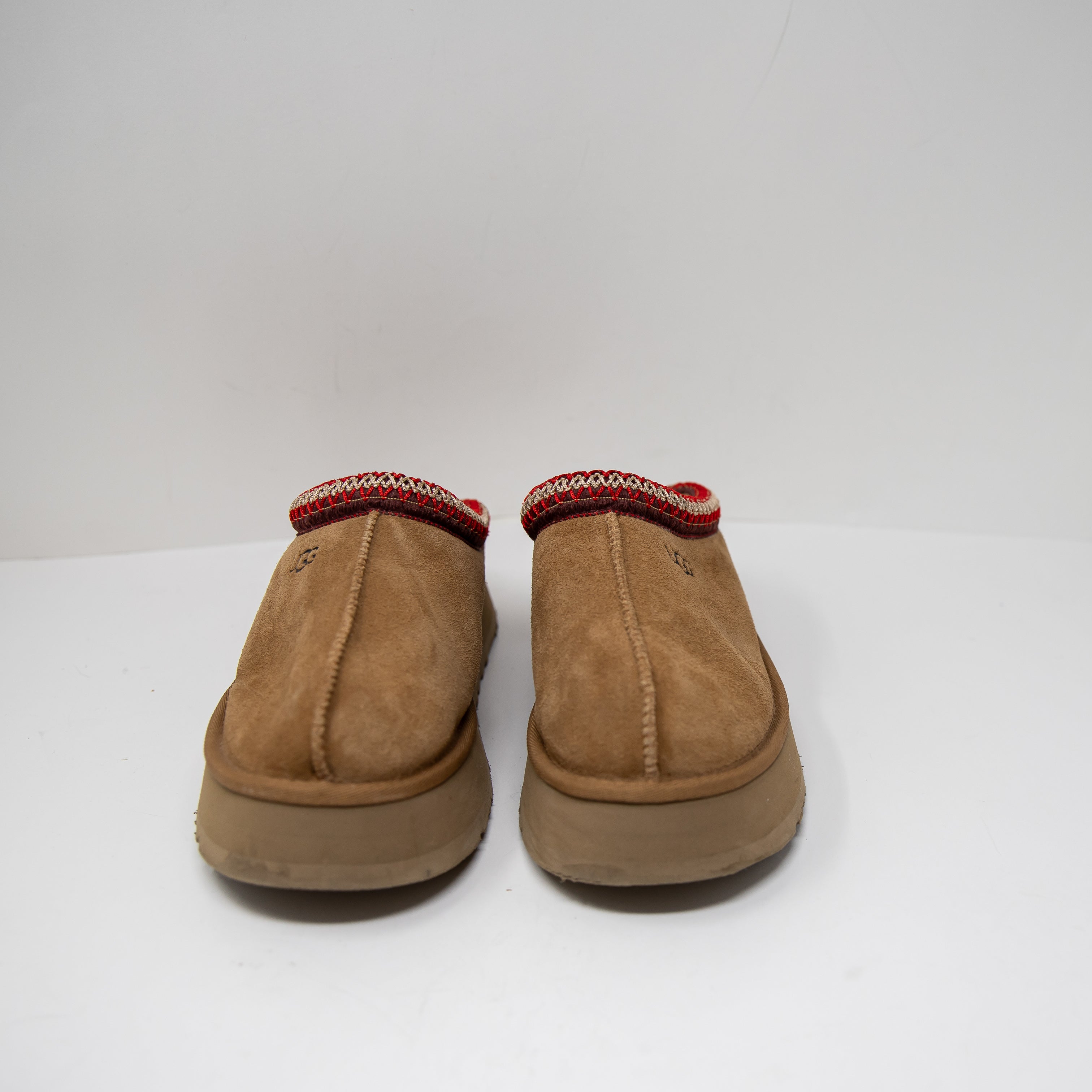 NEW Ugg Women's Tazz Platform Suede Shearling Lined Slip On Slippers Chestnut 9