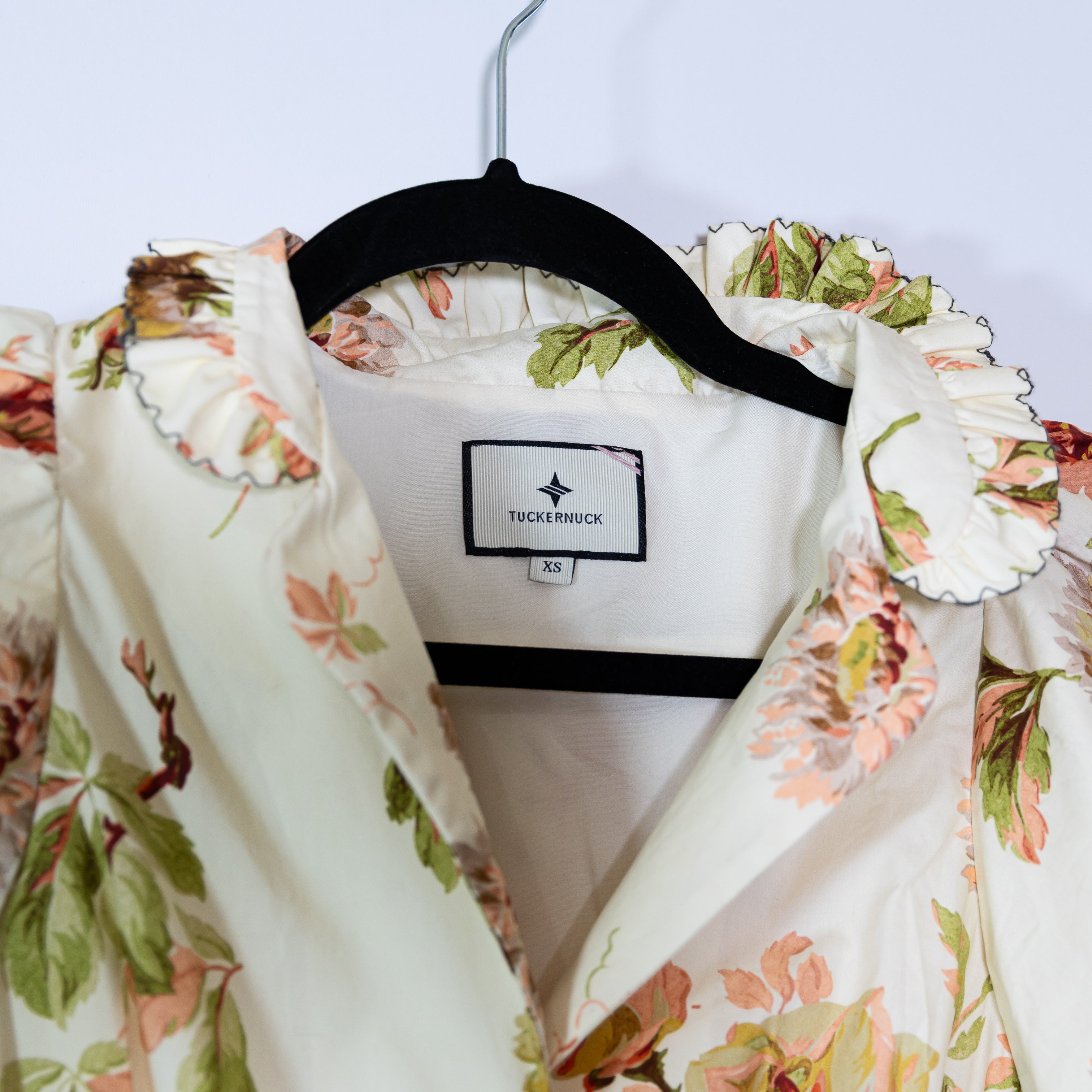 Tuckernuck Alicia Cotton Poplin Romantic Sepia Floral Flower Print Midi Dress XS