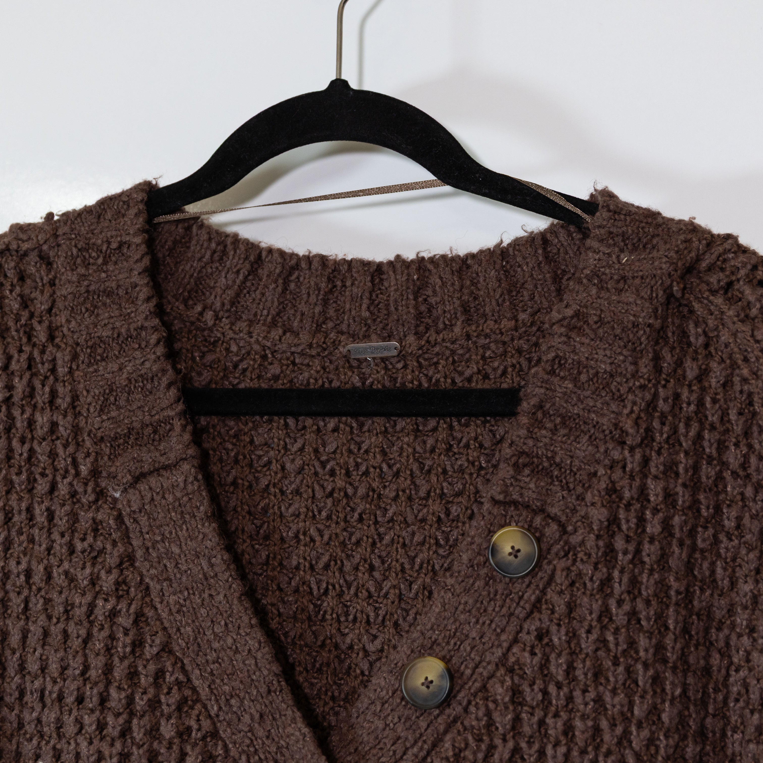 NEW Free People Whistle Thermal Henely Cotton Blend Knit Sweater Top Brownstone
